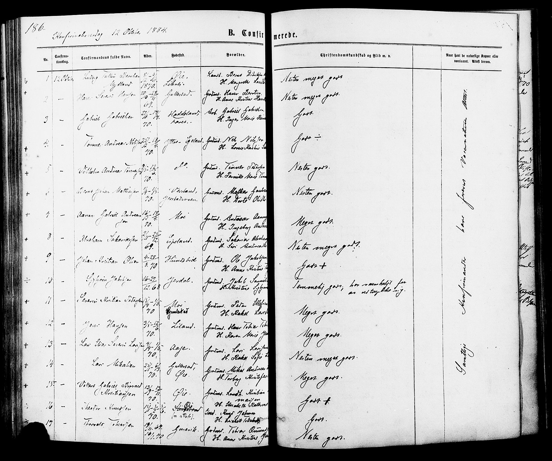 Kvinesdal sokneprestkontor, SAK/1111-0026/F/Fa/Fab/L0007: Ministerialbok nr. A 7, 1870-1885, s. 186