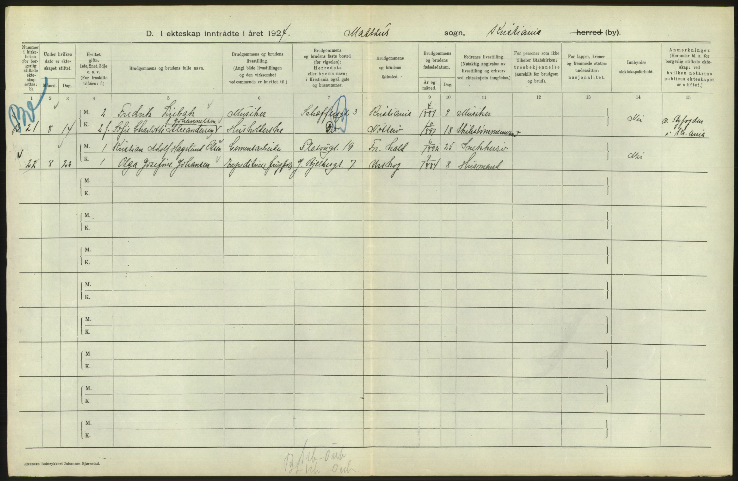 Statistisk sentralbyrå, Sosiodemografiske emner, Befolkning, AV/RA-S-2228/D/Df/Dfc/Dfcd/L0007: Kristiania: Gifte, 1924, s. 766
