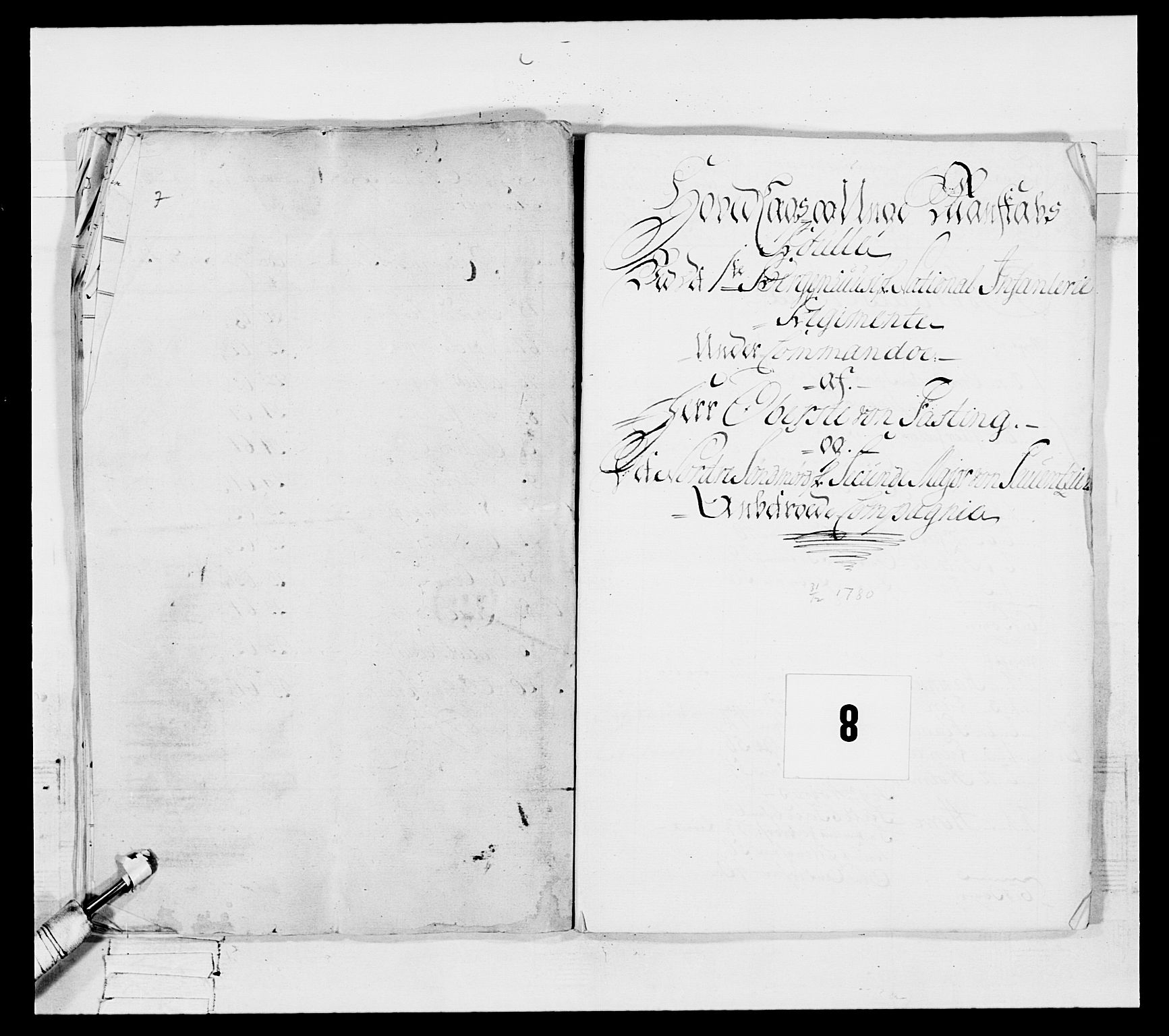 Generalitets- og kommissariatskollegiet, Det kongelige norske kommissariatskollegium, RA/EA-5420/E/Eh/L0091: 1. Bergenhusiske nasjonale infanteriregiment, 1780-1783, s. 200