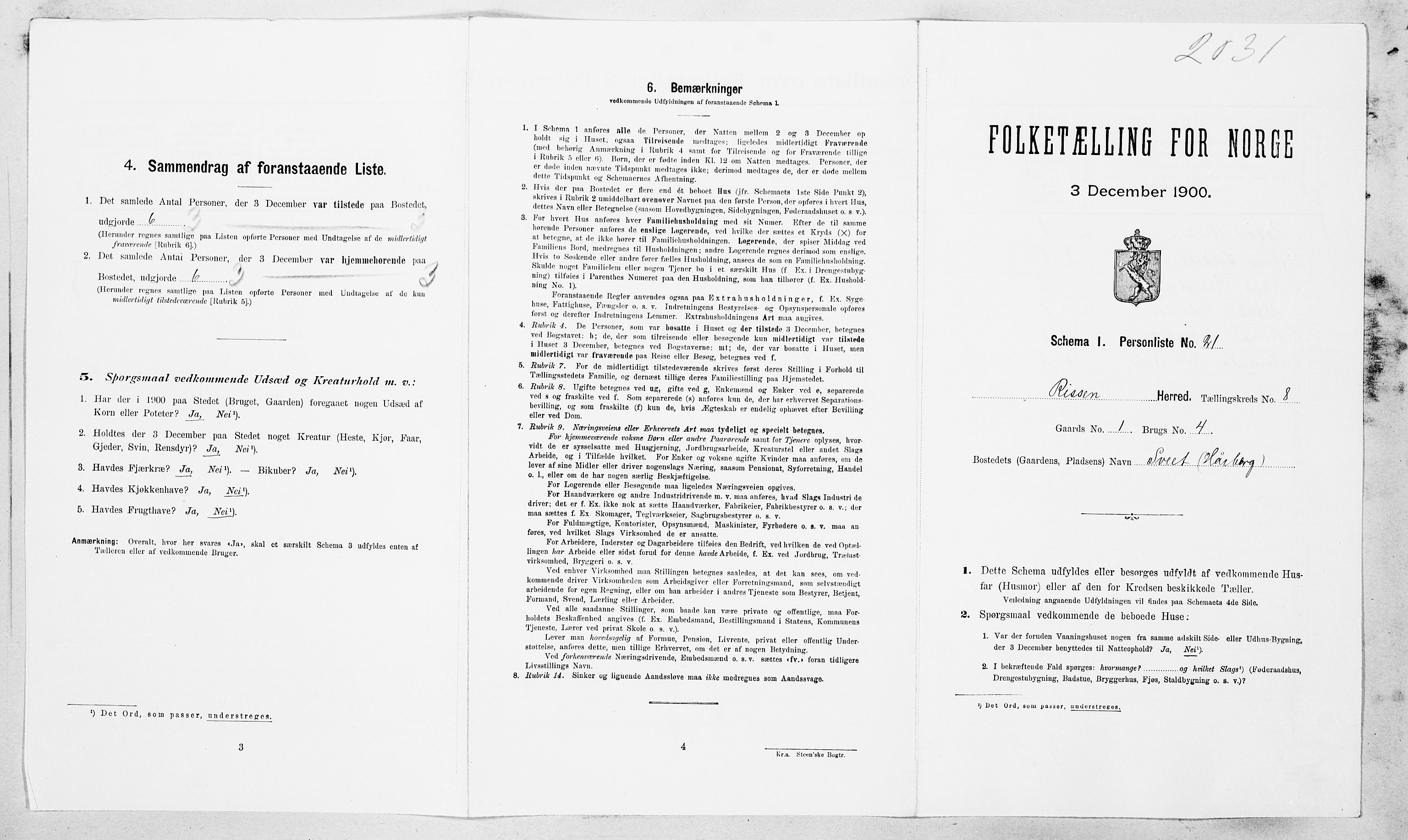 SAT, Folketelling 1900 for 1624 Rissa herred, 1900, s. 891