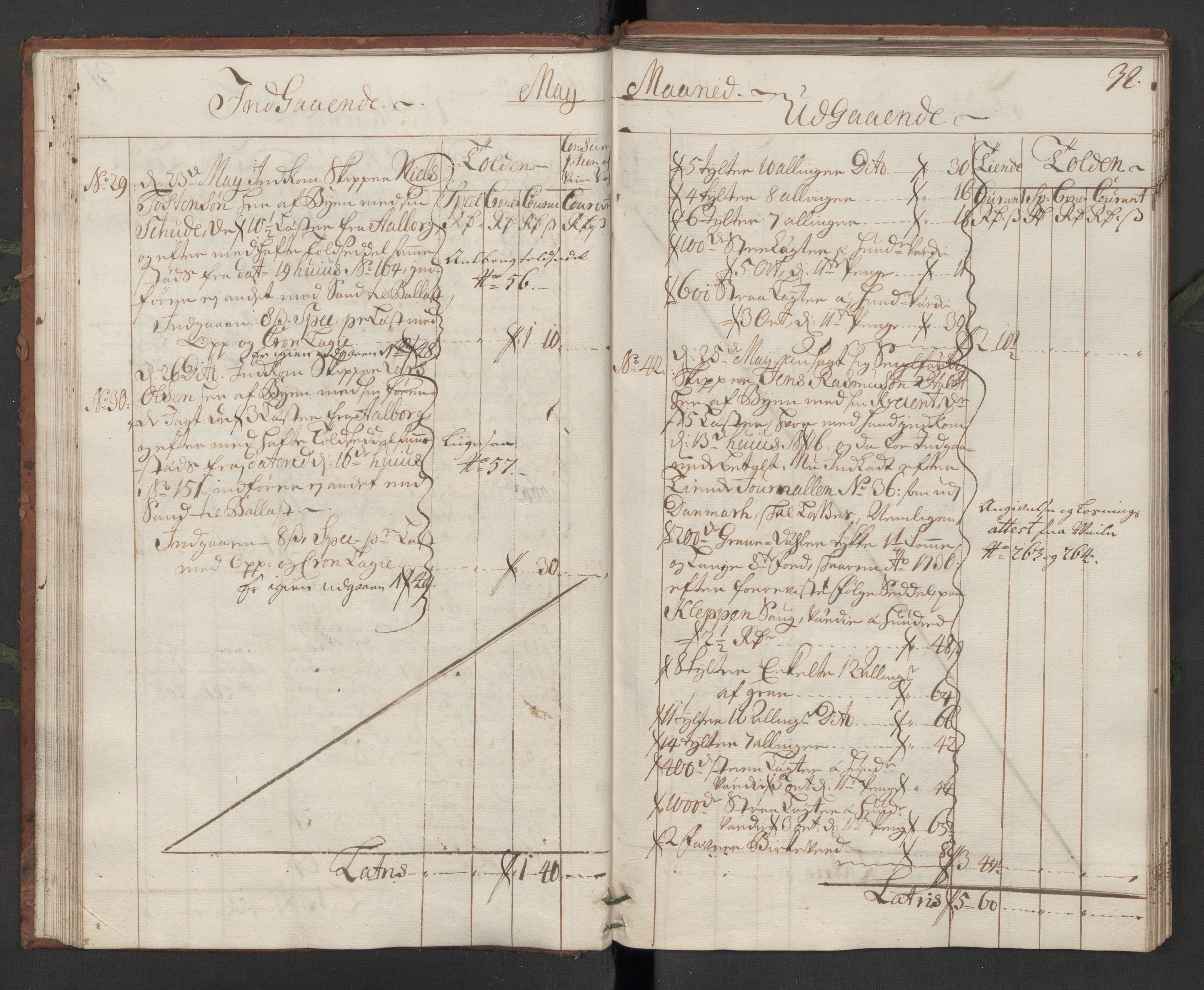 Generaltollkammeret, tollregnskaper, AV/RA-EA-5490/R10/L0011/0001: Tollregnskaper Tønsberg / Hovedtollbok, 1731, s. 31b-32a