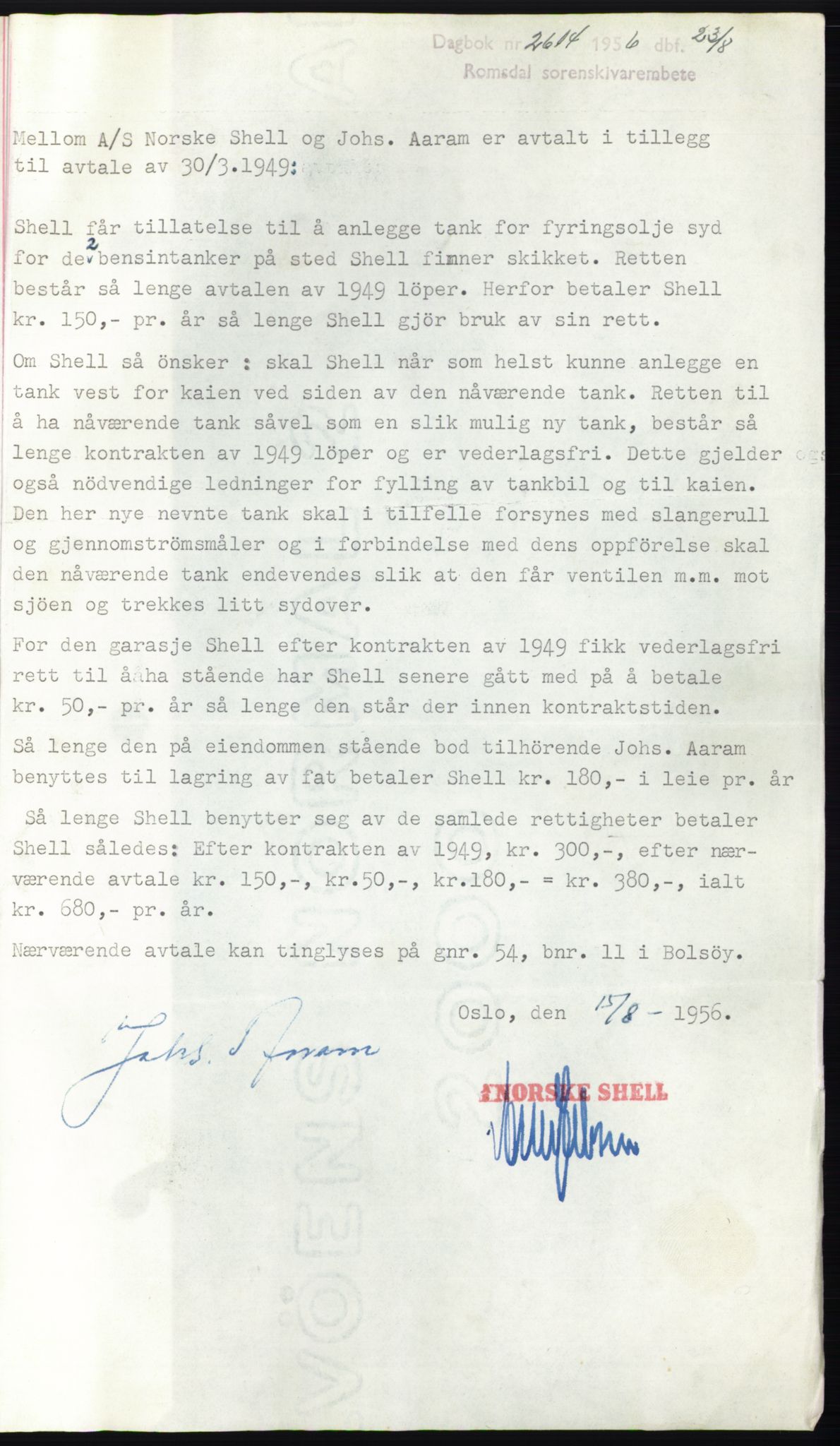 Romsdal sorenskriveri, SAT/A-4149/1/2/2C: Pantebok nr. B4, 1948-1949, Dagboknr: 2614/1956