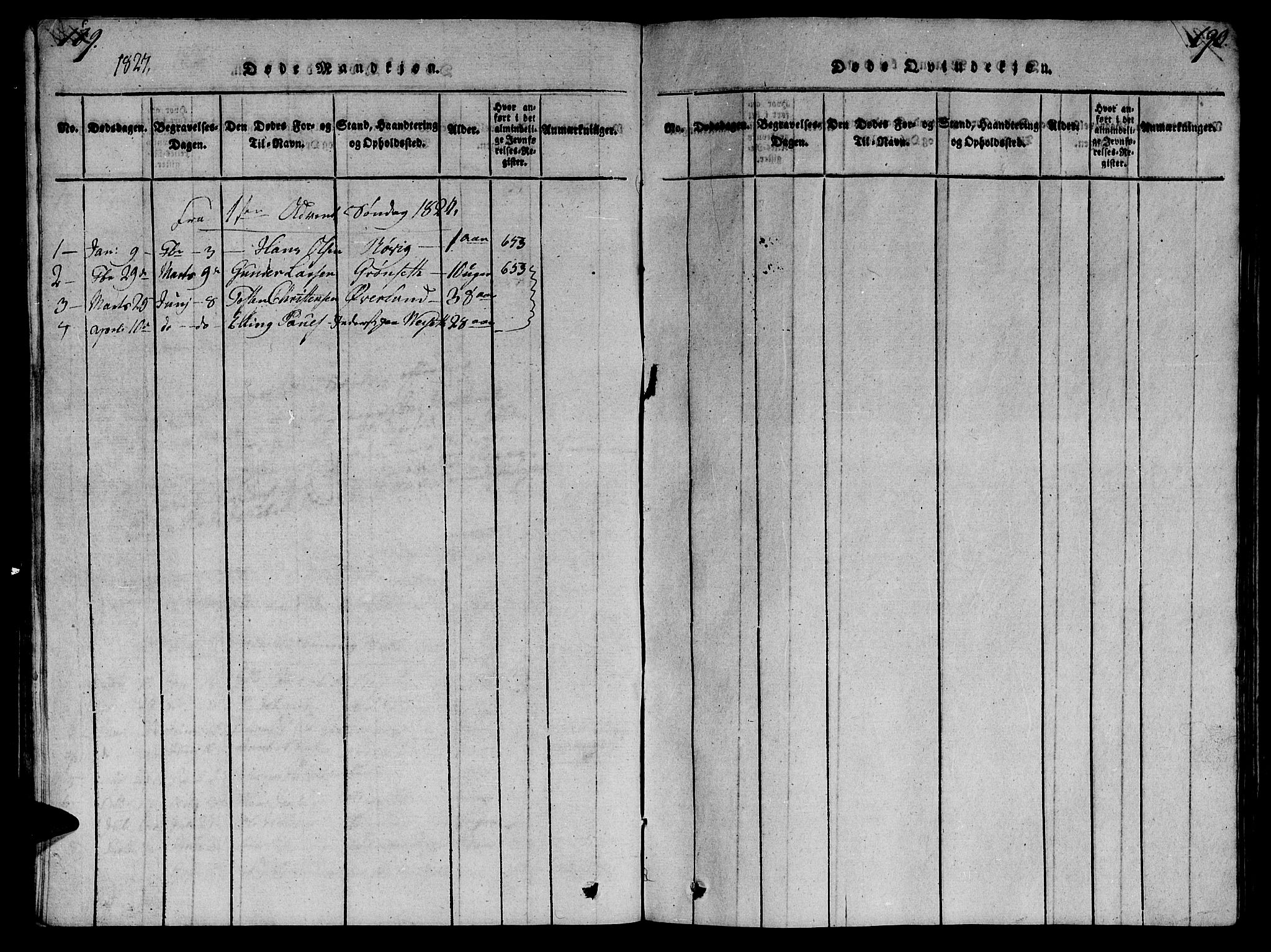 Ministerialprotokoller, klokkerbøker og fødselsregistre - Møre og Romsdal, AV/SAT-A-1454/568/L0811: Klokkerbok nr. 568C01, 1819-1828, s. 189-190