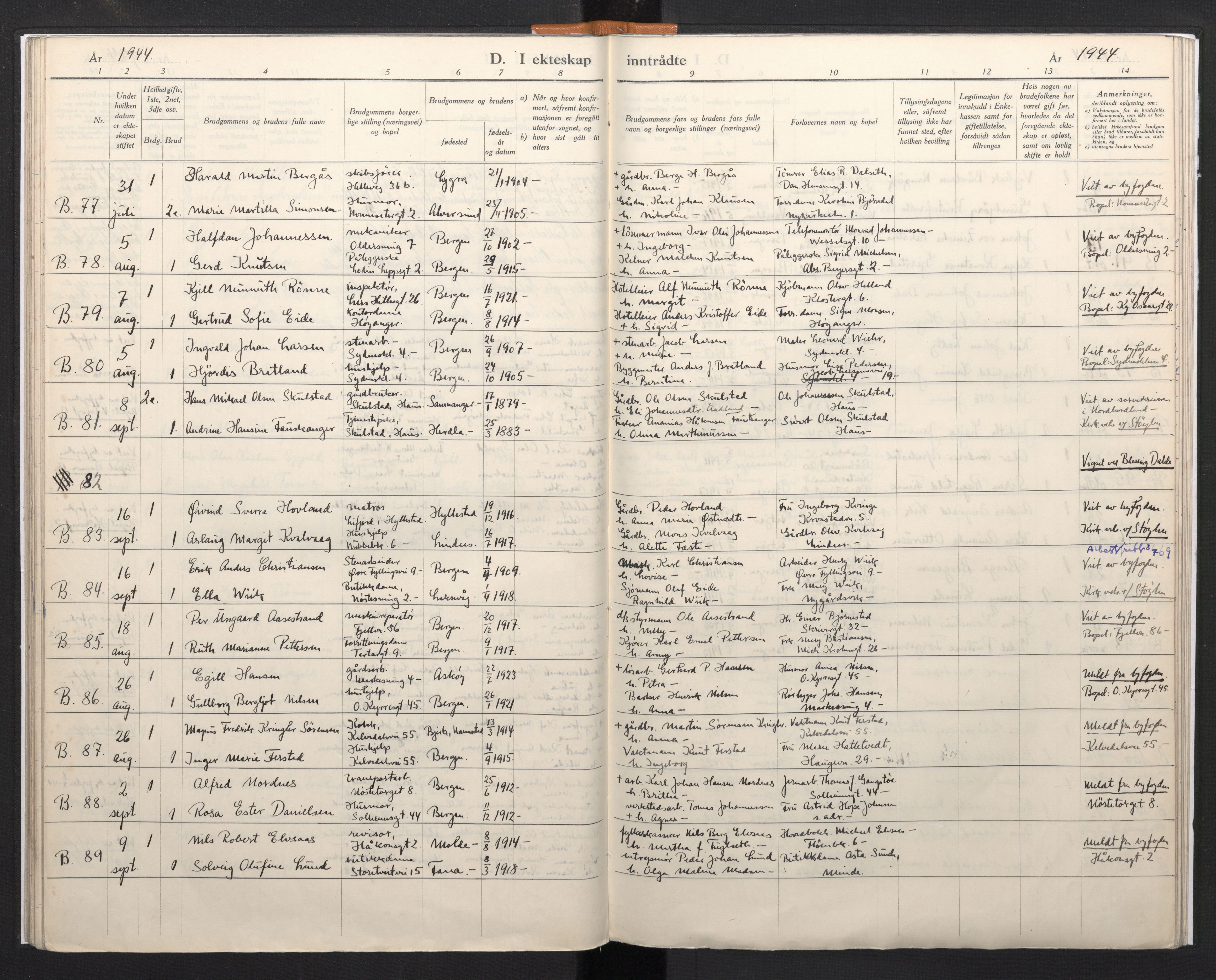 Domkirken sokneprestembete, AV/SAB-A-74801/H/Haa/L0017: Ministerialbok nr. A 16, 1944-1945