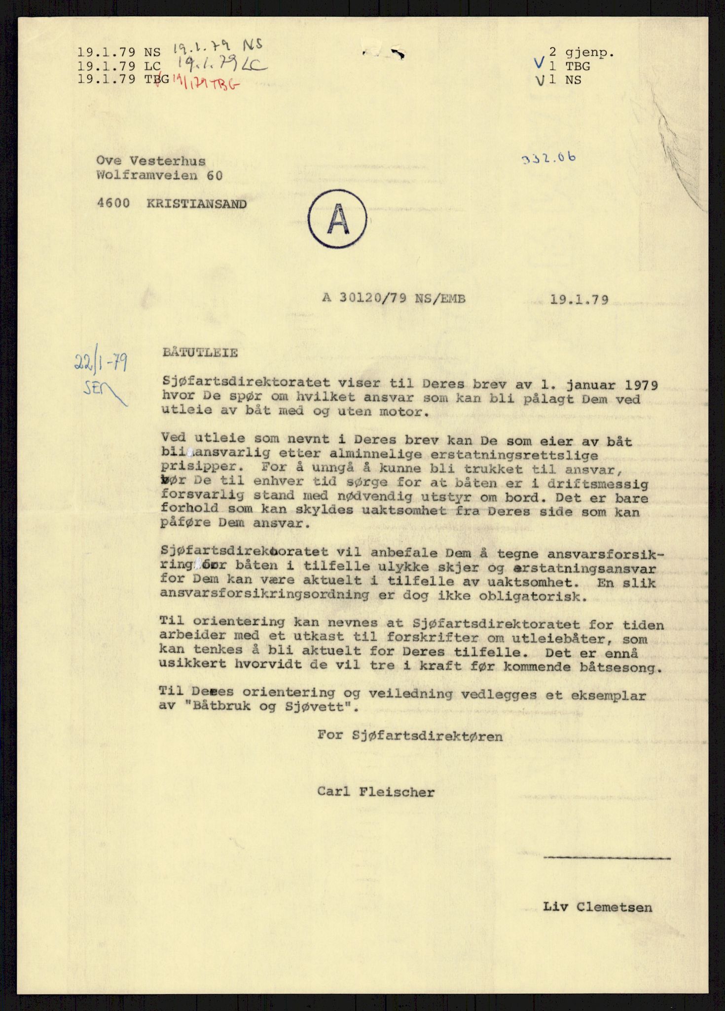 Sjøfartsdirektoratet med forløpere, generelt arkiv, AV/RA-S-1407/D/Du/Duc/L0641/0004: Skipskontrollen - Forskrifter    / Utleiebåter (2 mapper), 1977-1989, s. 403