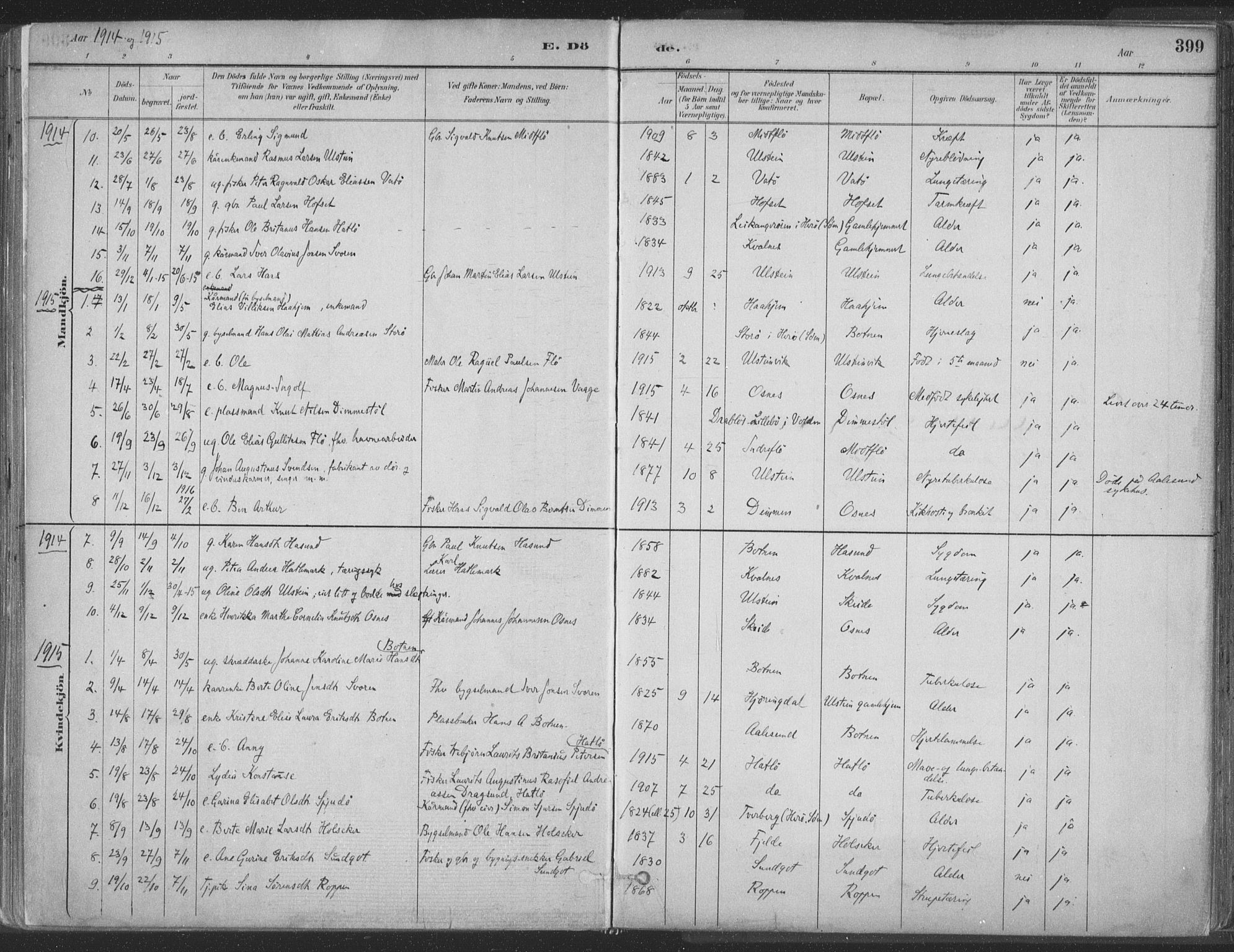 Ministerialprotokoller, klokkerbøker og fødselsregistre - Møre og Romsdal, AV/SAT-A-1454/509/L0106: Ministerialbok nr. 509A04, 1883-1922, s. 399