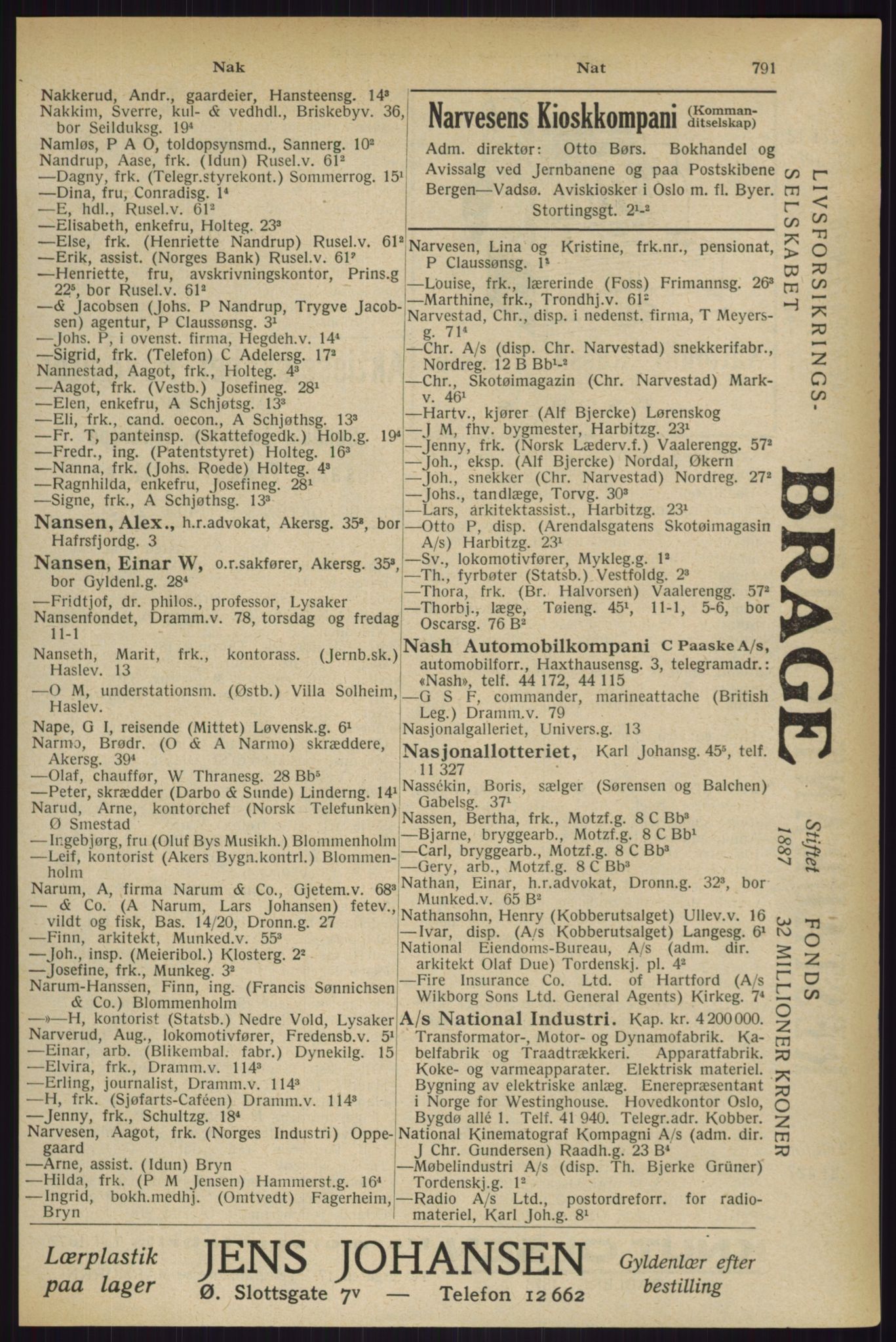 Kristiania/Oslo adressebok, PUBL/-, 1927, s. 791