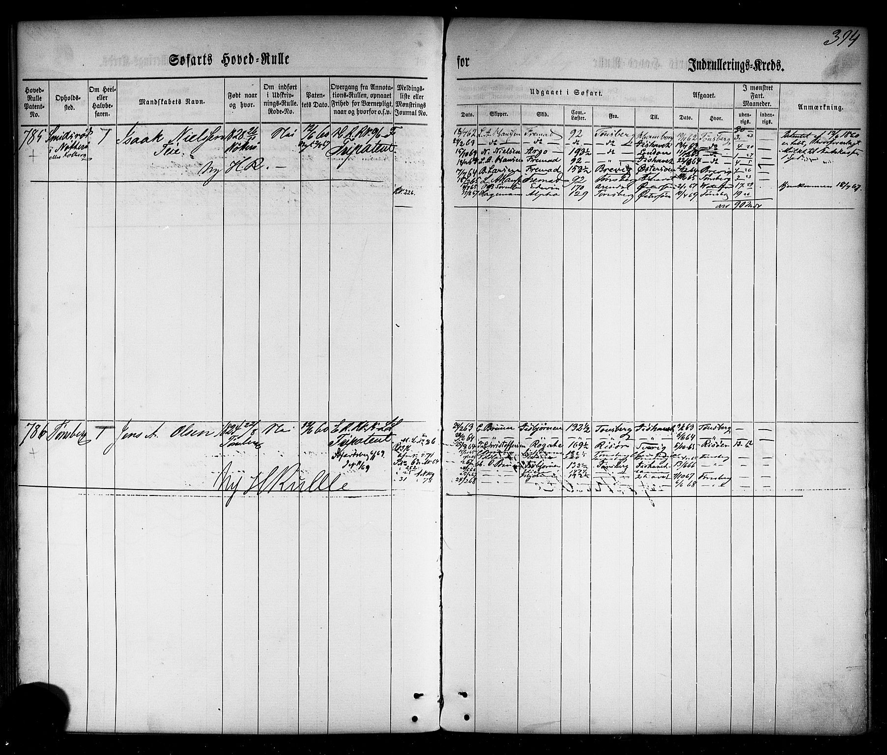 Tønsberg innrulleringskontor, AV/SAKO-A-786/F/Fc/Fca/L0001: Hovedrulle Patent nr. 1-1428, 1860-1861, s. 436