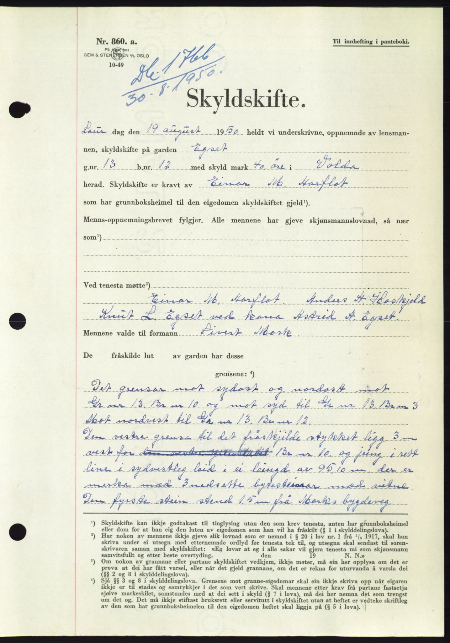 Søre Sunnmøre sorenskriveri, AV/SAT-A-4122/1/2/2C/L0087: Pantebok nr. 13A, 1950-1950, Dagboknr: 1766/1950