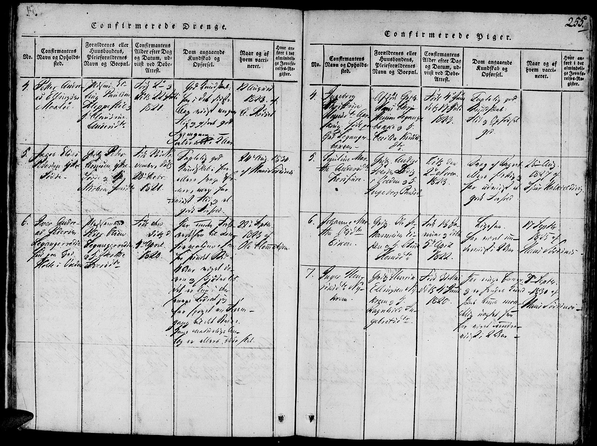Ministerialprotokoller, klokkerbøker og fødselsregistre - Møre og Romsdal, SAT/A-1454/504/L0054: Ministerialbok nr. 504A01, 1816-1861, s. 255