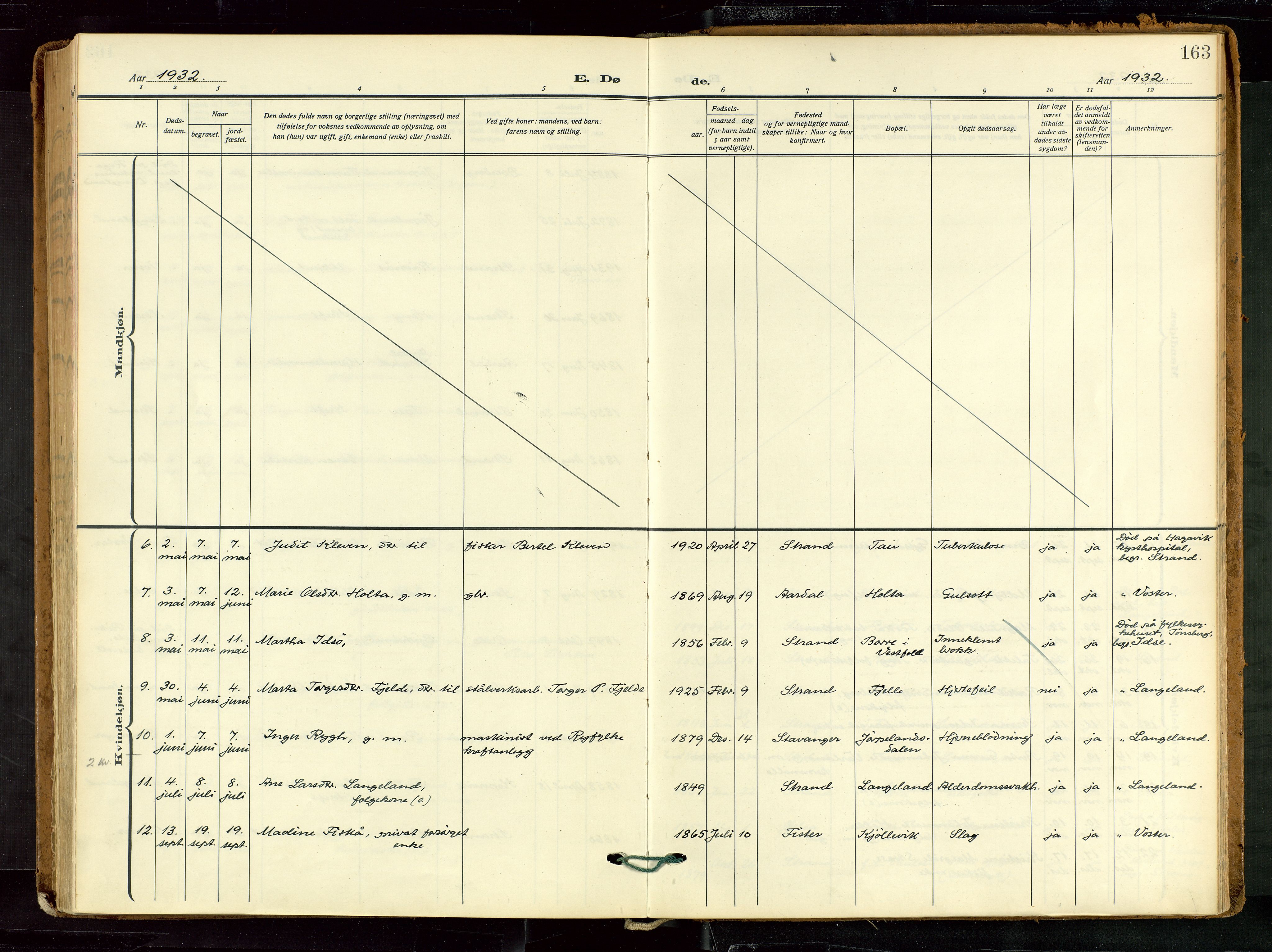 Strand sokneprestkontor, SAST/A-101828/H/Ha/Haa/L0012: Ministerialbok nr. A 12, 1927-1946, s. 163