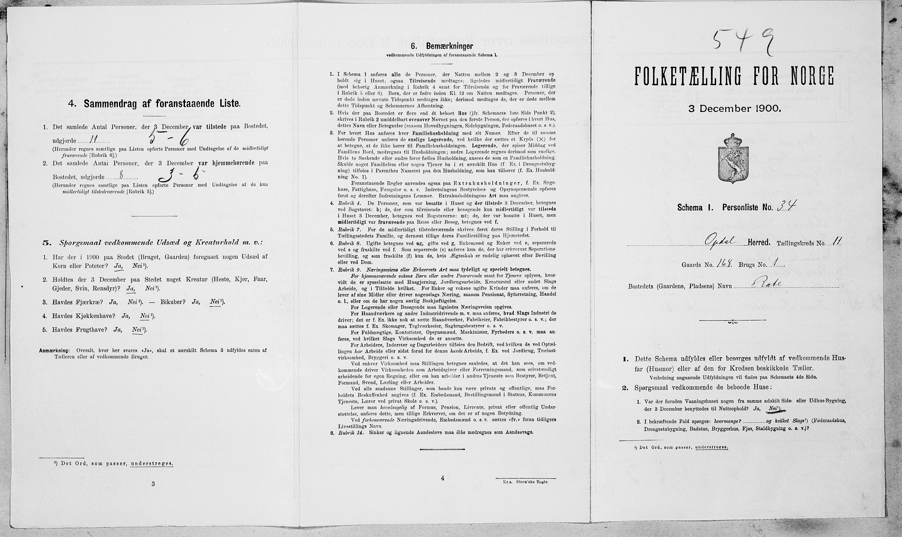 SAT, Folketelling 1900 for 1634 Oppdal herred, 1900, s. 916