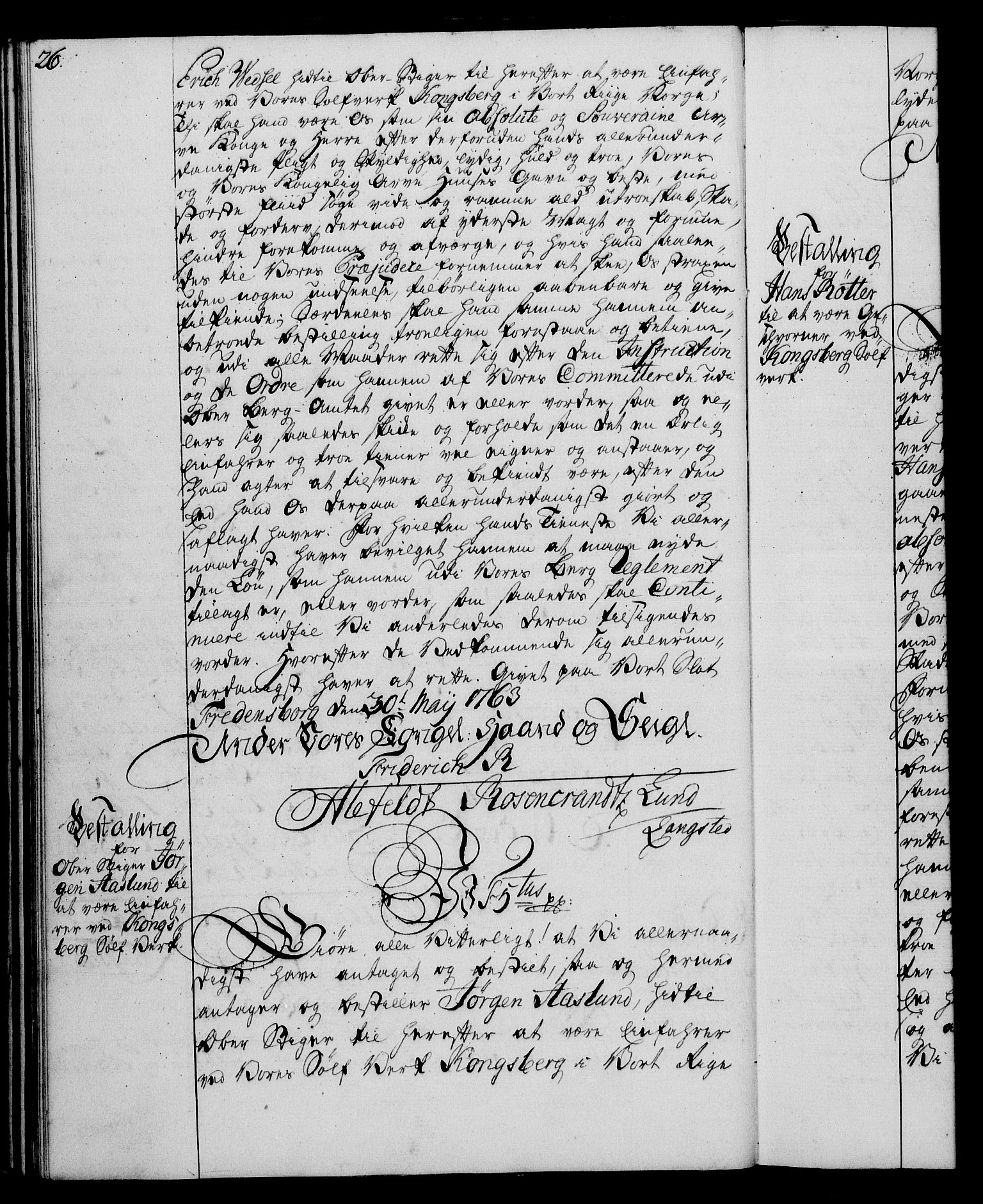 Rentekammeret, Kammerkanselliet, RA/EA-3111/G/Gg/Gge/L0004: Norsk bestallingsprotokoll med register (merket RK 53.28), 1762-1771, s. 26