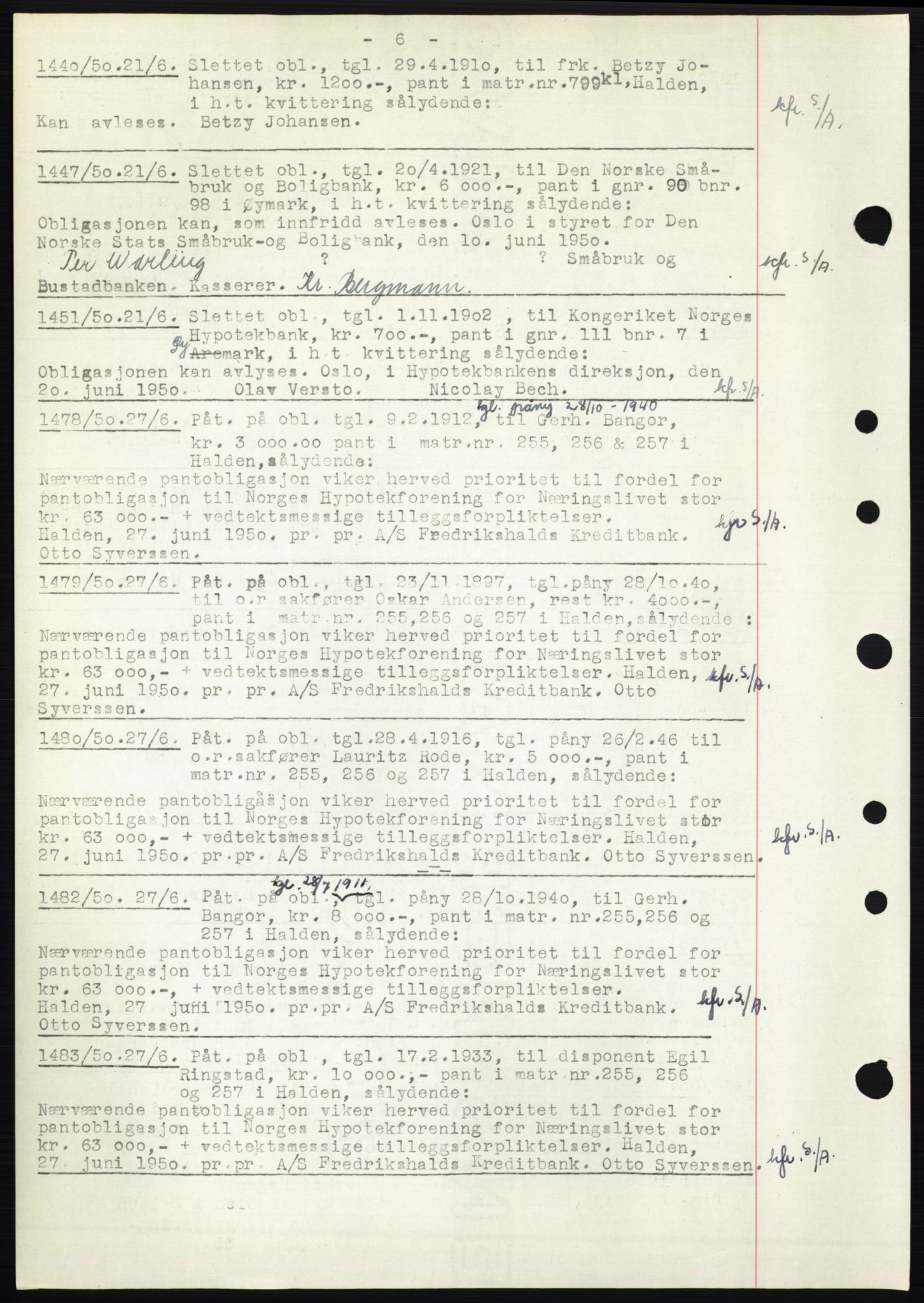 Idd og Marker sorenskriveri, AV/SAO-A-10283/G/Gb/Gbc/L0004: Pantebok nr. B10-15, 1946-1950, Dagboknr: 1440/1950