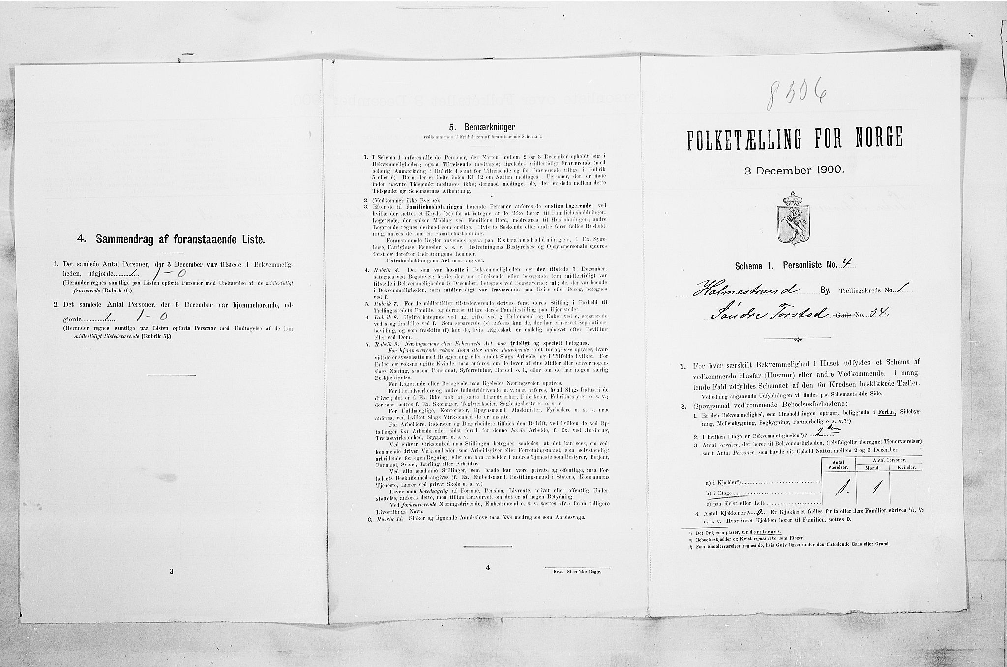 RA, Folketelling 1900 for 0702 Holmestrand kjøpstad, 1900, s. 397