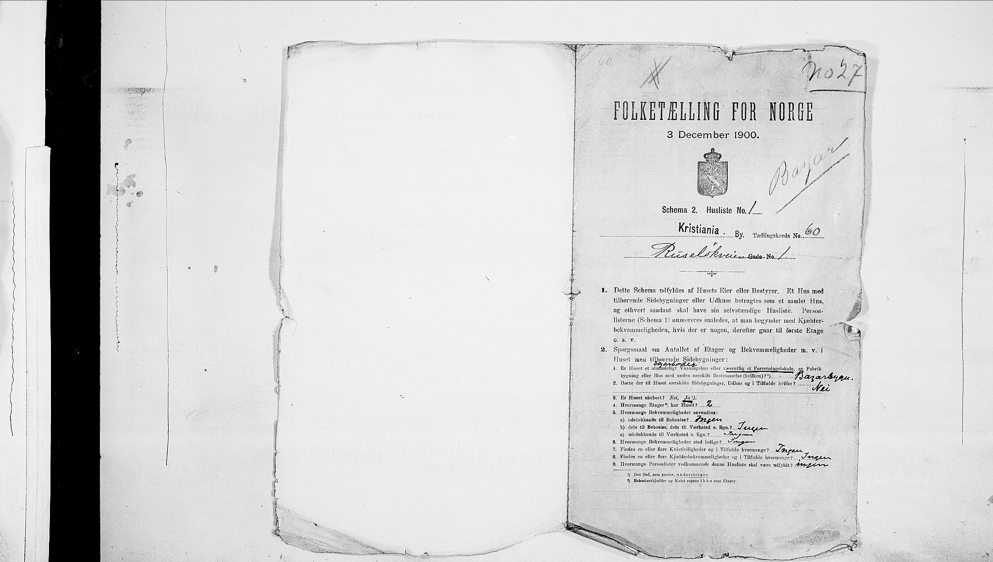 SAO, Folketelling 1900 for 0301 Kristiania kjøpstad, 1900, s. 76186
