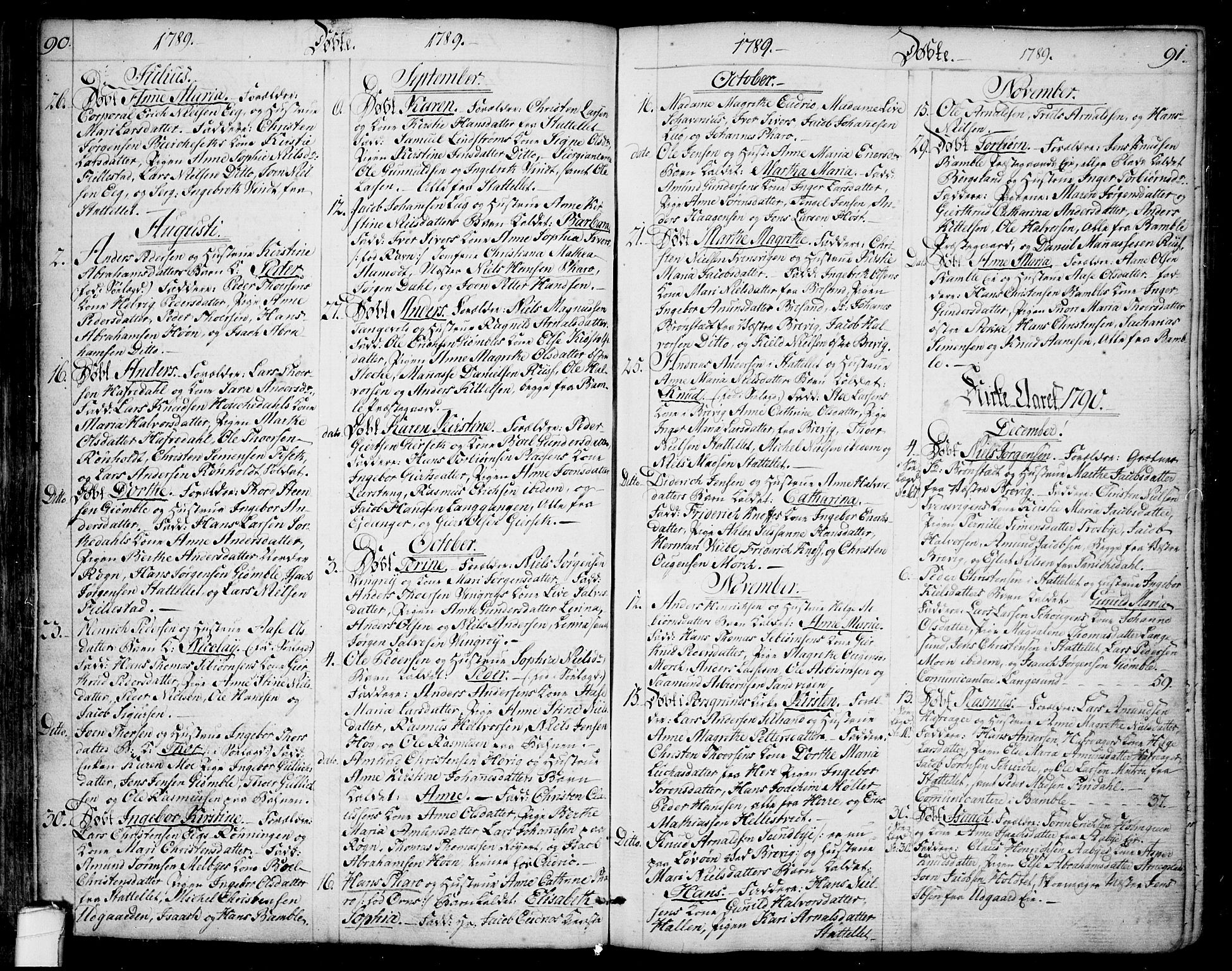 Bamble kirkebøker, AV/SAKO-A-253/F/Fa/L0002: Ministerialbok nr. I 2, 1775-1814, s. 90-91