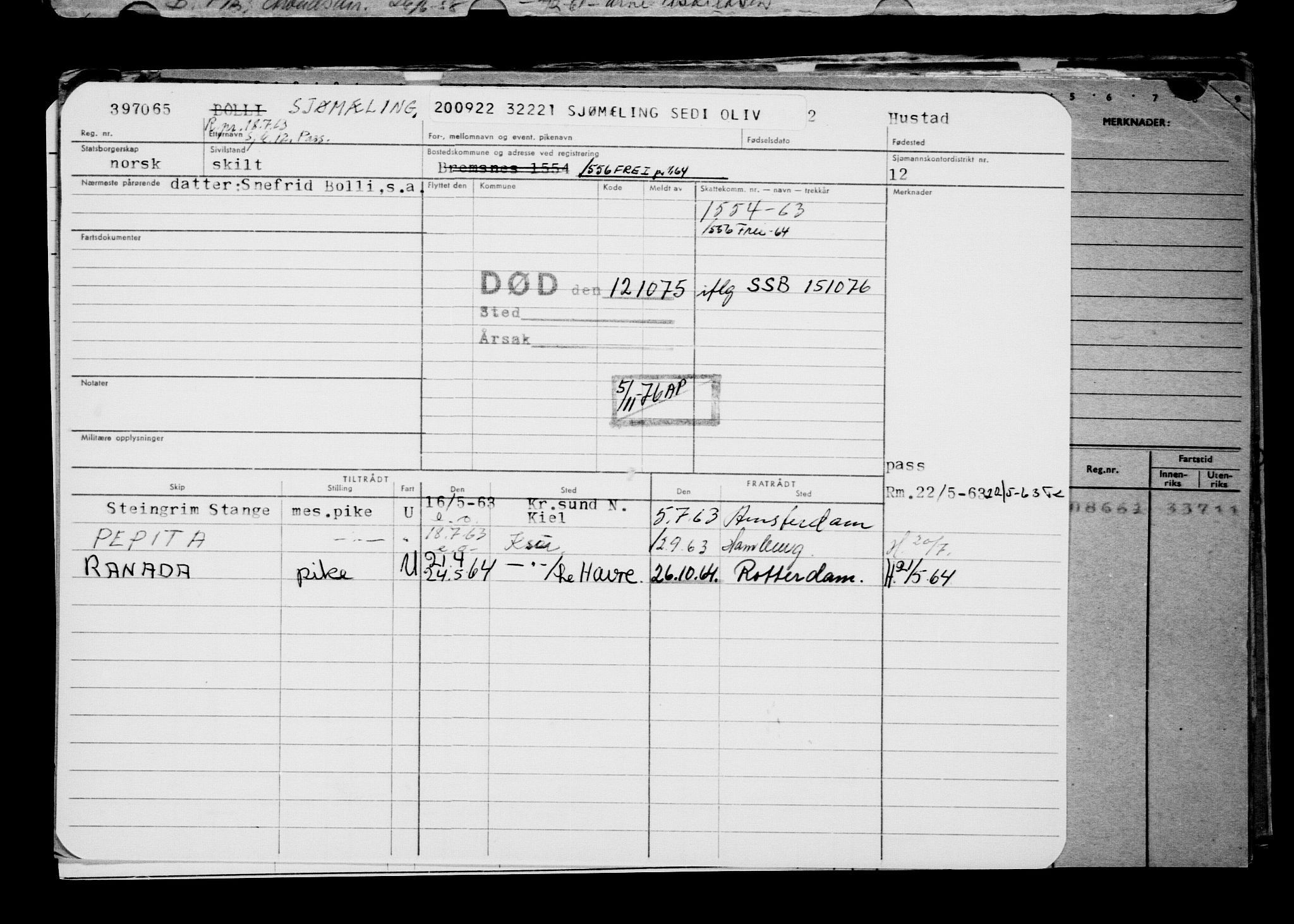 Direktoratet for sjømenn, AV/RA-S-3545/G/Gb/L0210: Hovedkort, 1922, s. 734