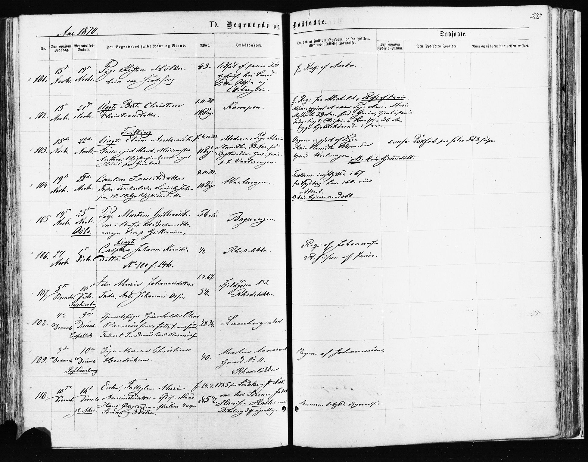 Østre Aker prestekontor Kirkebøker, AV/SAO-A-10840/F/Fa/L0003: Ministerialbok nr. I 3, 1869-1875, s. 532