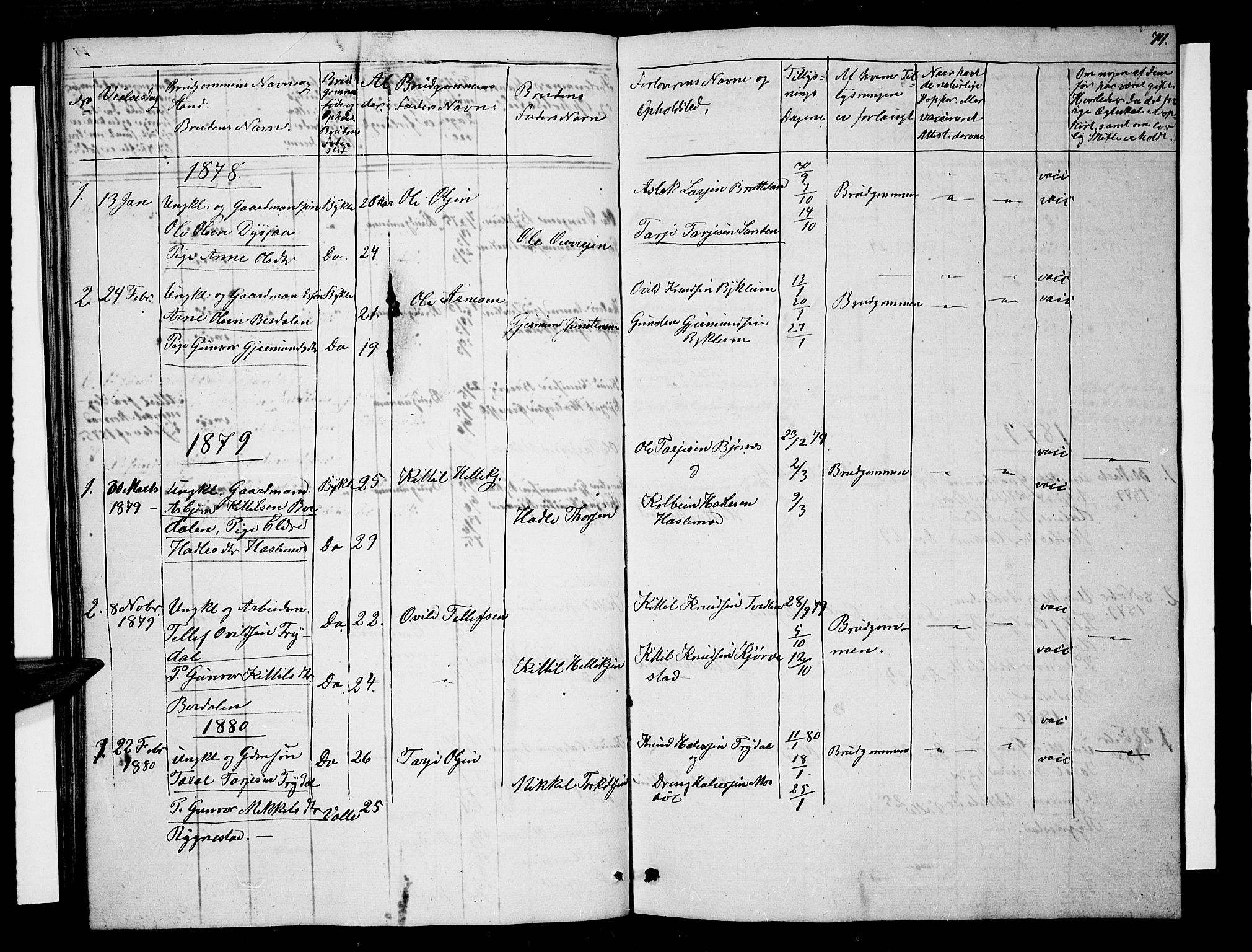Valle sokneprestkontor, AV/SAK-1111-0044/F/Fb/Fba/L0001: Klokkerbok nr. B 1, 1851-1882, s. 74