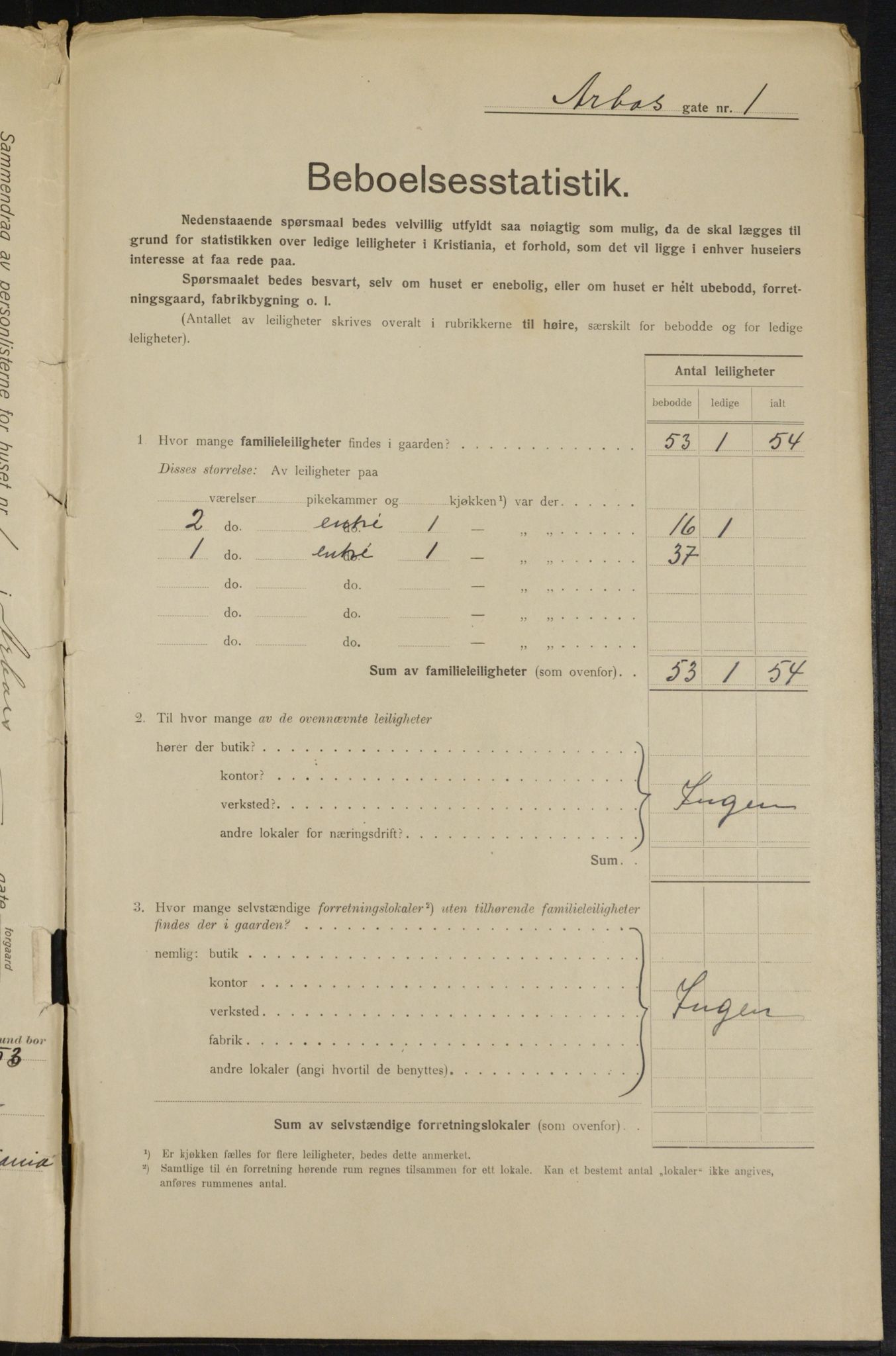 OBA, Kommunal folketelling 1.2.1915 for Kristiania, 1915, s. 1658