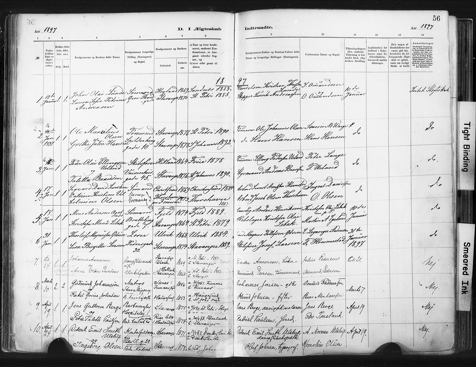 St. Johannes sokneprestkontor, AV/SAST-A-101814/001/30/30BA/L0003: Ministerialbok nr. A 3, 1885-1910, s. 56