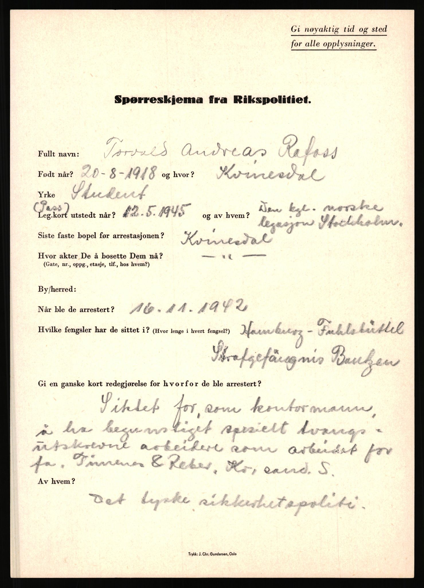 Rikspolitisjefen, AV/RA-S-1560/L/L0014: Pettersen, Aksel - Savosnick, Ernst, 1940-1945, s. 248