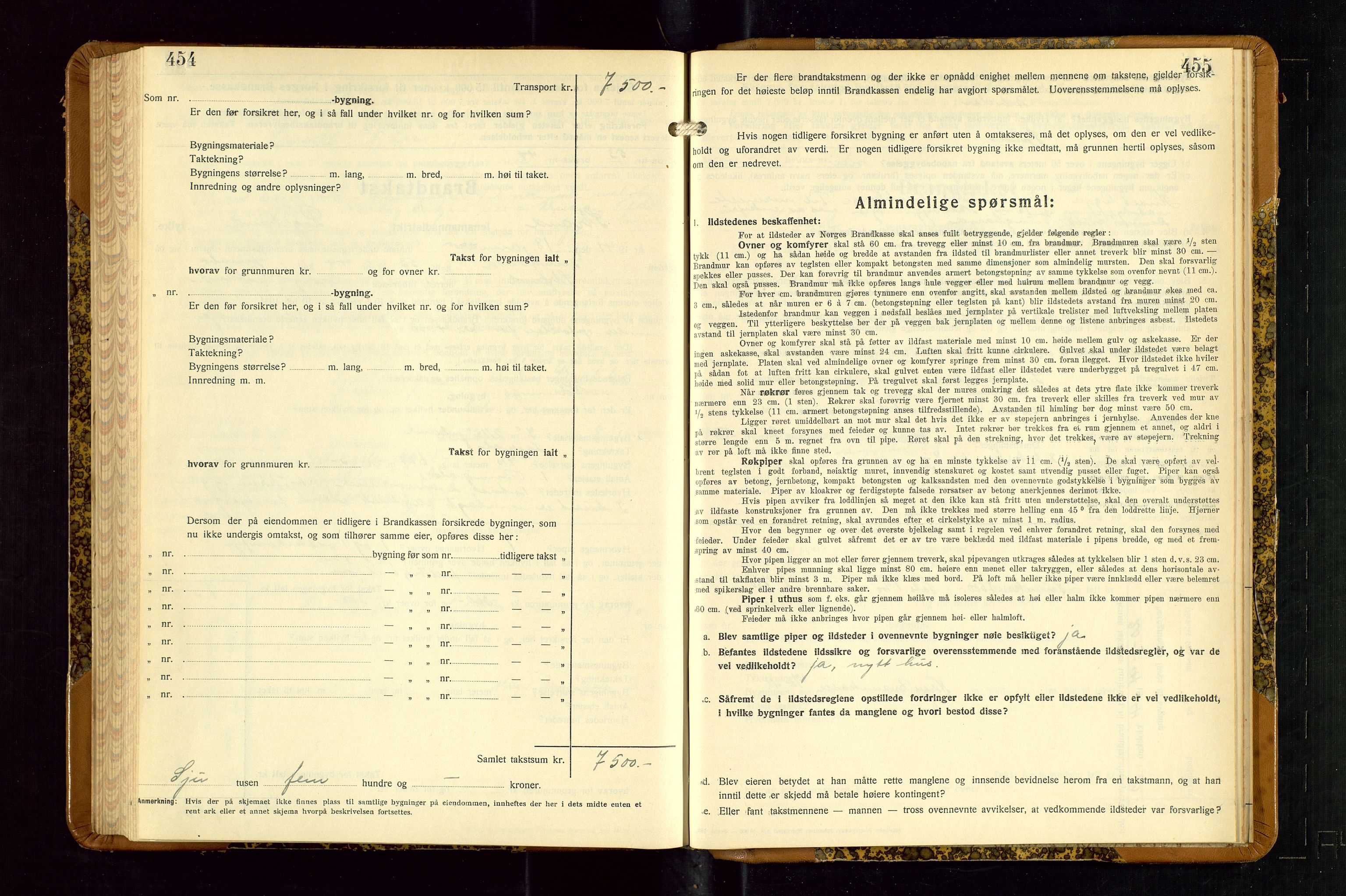 Strand og Forsand lensmannskontor, AV/SAST-A-100451/Gob/L0001: Branntakstprotokoll, 1935-1942, s. 454-455