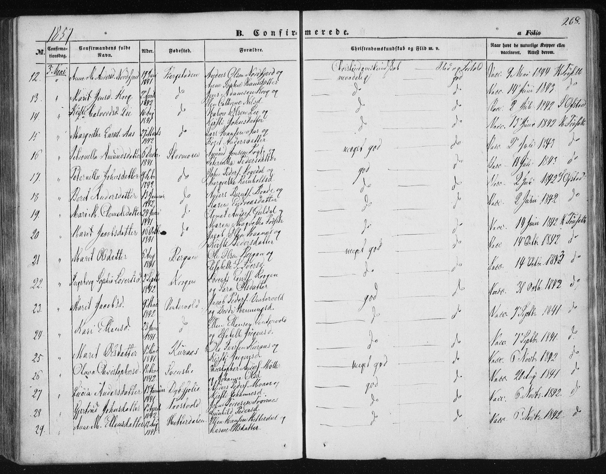 Ministerialprotokoller, klokkerbøker og fødselsregistre - Sør-Trøndelag, SAT/A-1456/681/L0931: Ministerialbok nr. 681A09, 1845-1859, s. 268