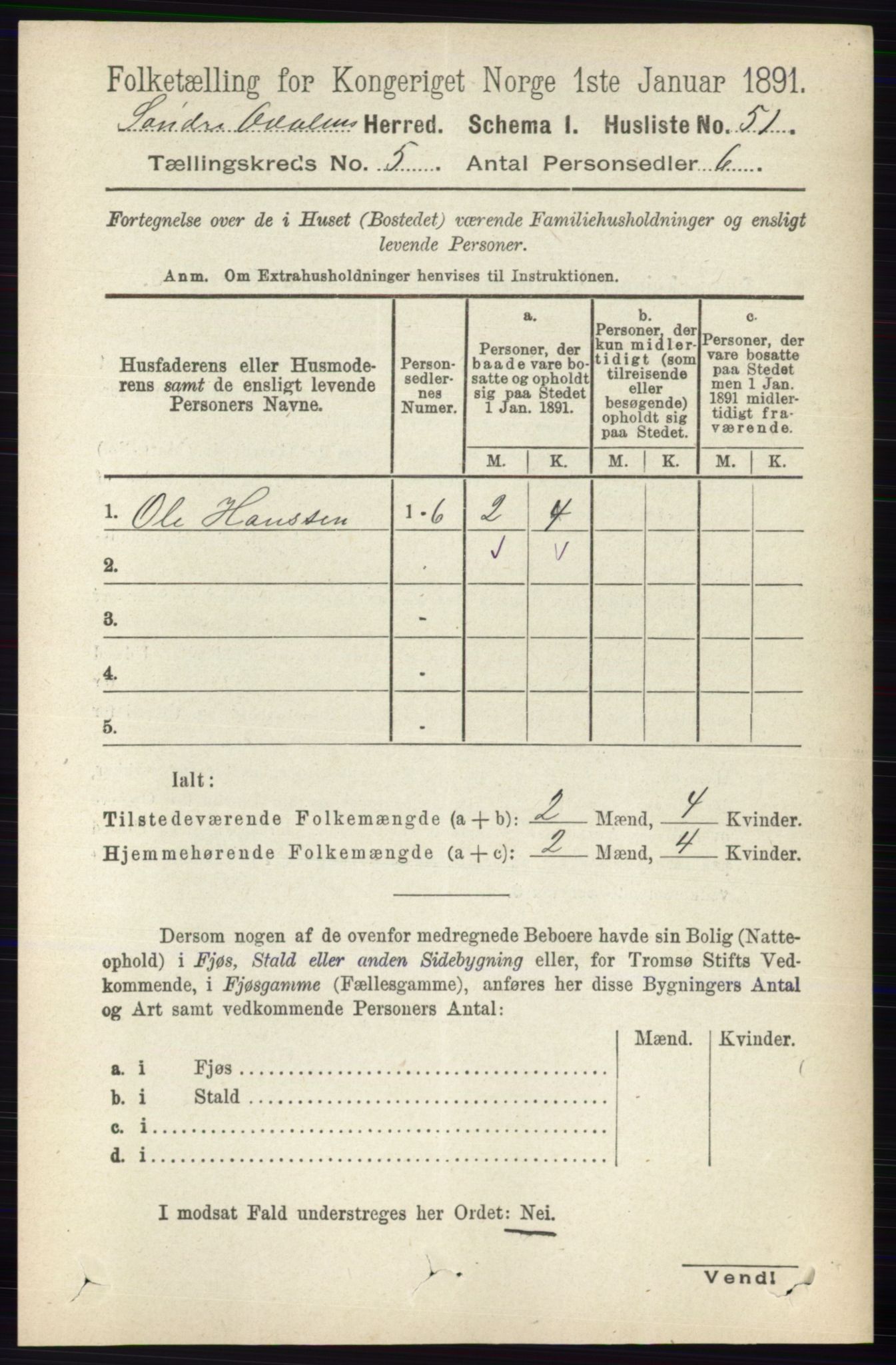 RA, Folketelling 1891 for 0419 Sør-Odal herred, 1891, s. 2321