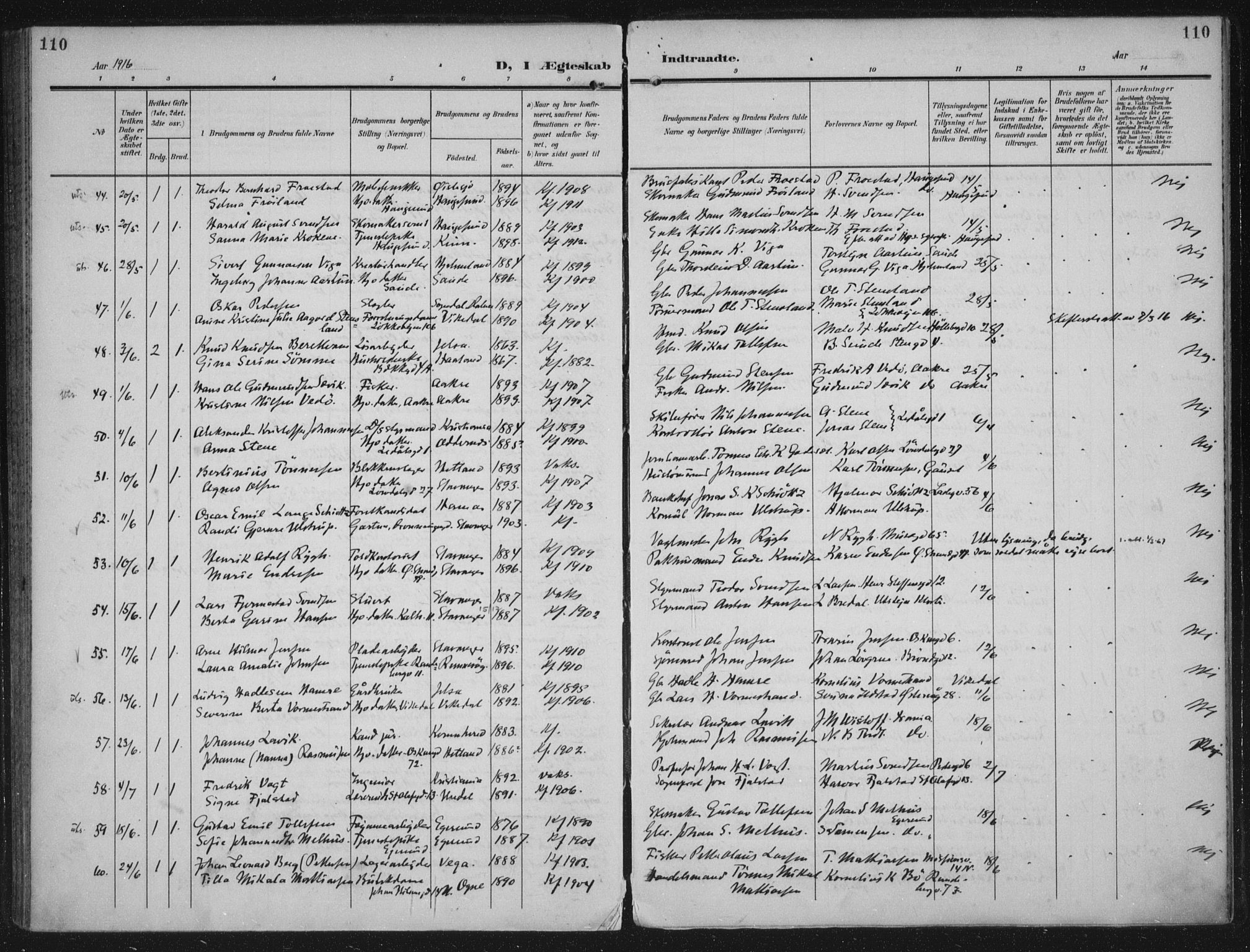 Domkirken sokneprestkontor, AV/SAST-A-101812/002/A/L0016: Ministerialbok nr. A 33, 1905-1922, s. 110