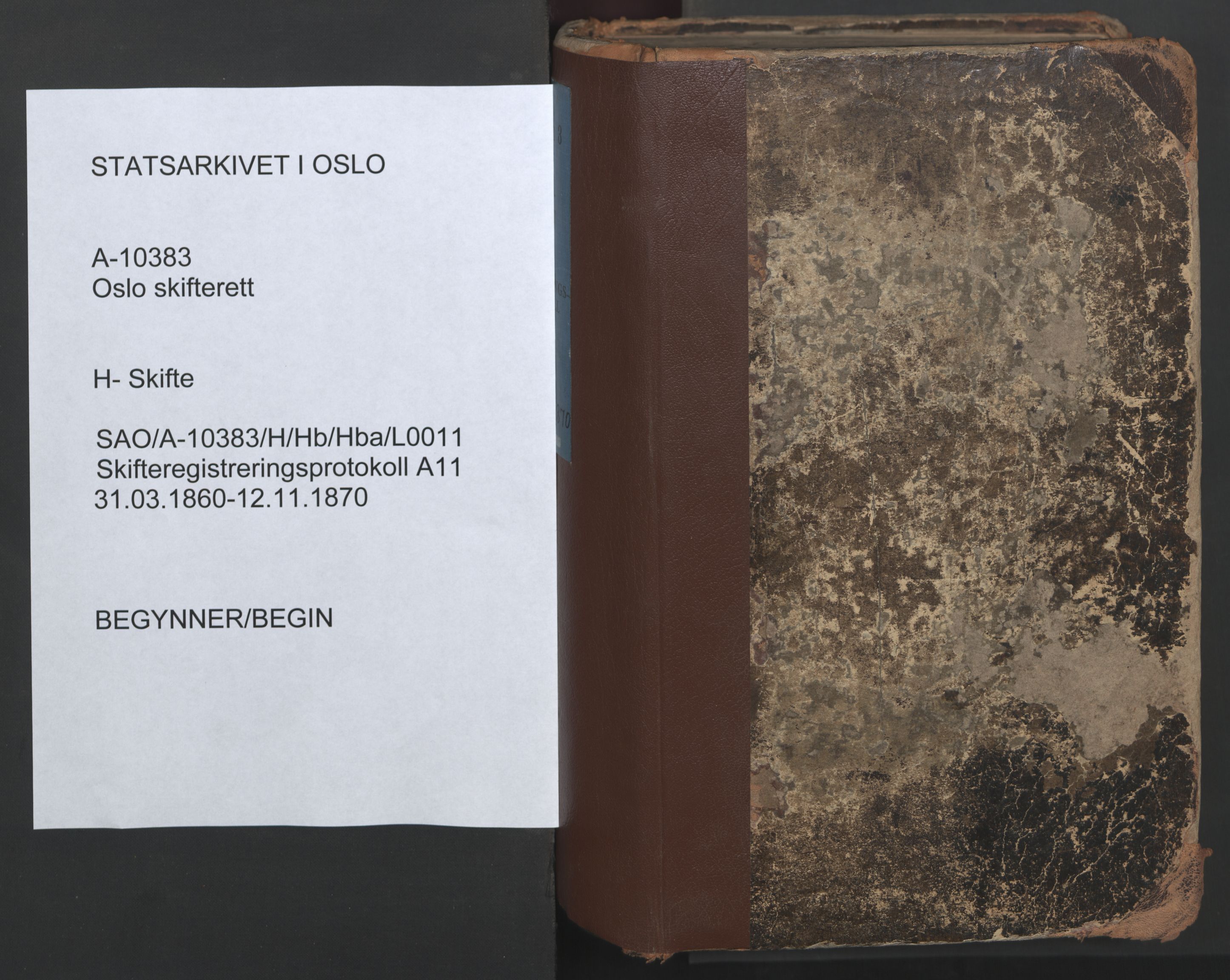 Oslo skifterett, SAO/A-10383/H/Hb/Hba/L0011: Skifteregistreringsprotokoll, 1860-1870
