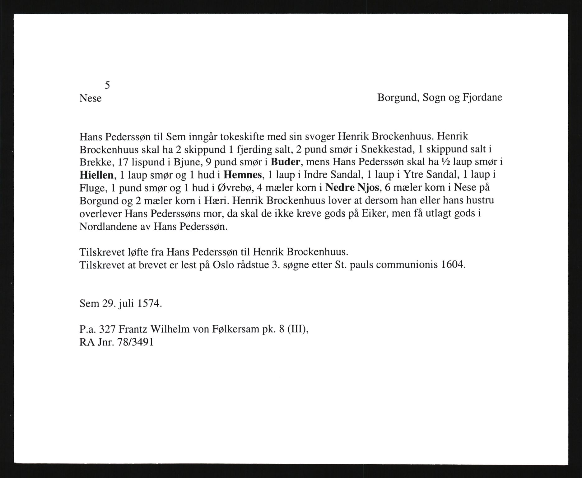 Riksarkivets diplomsamling, AV/RA-EA-5965/F35/F35e/L0030: Registreringssedler Sogn og Fjordane, 1400-1700, s. 171