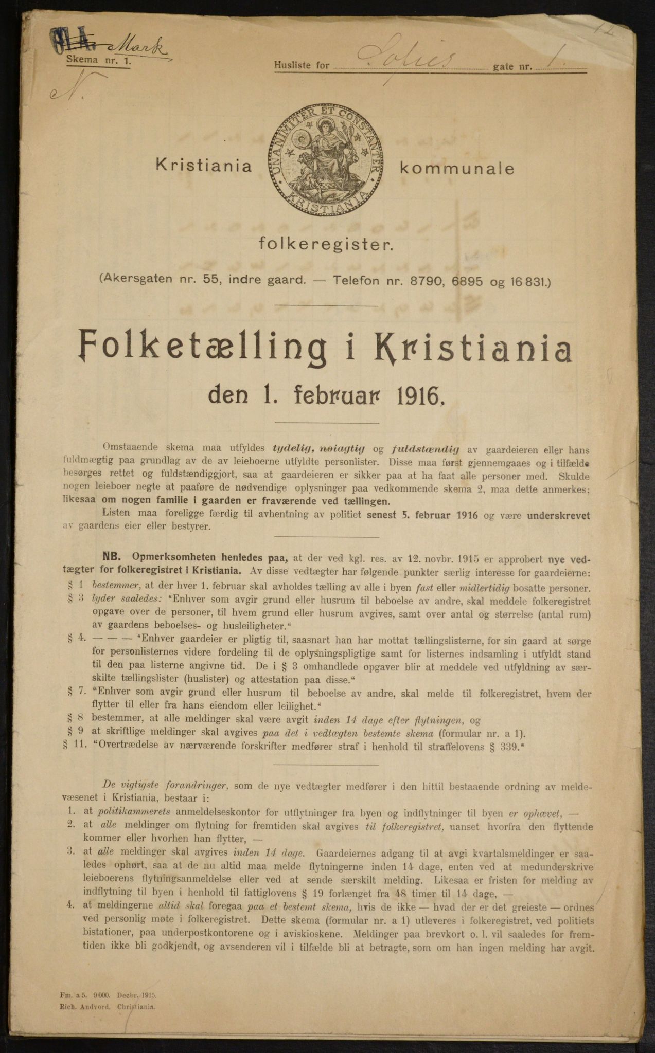 OBA, Kommunal folketelling 1.2.1916 for Kristiania, 1916, s. 101155