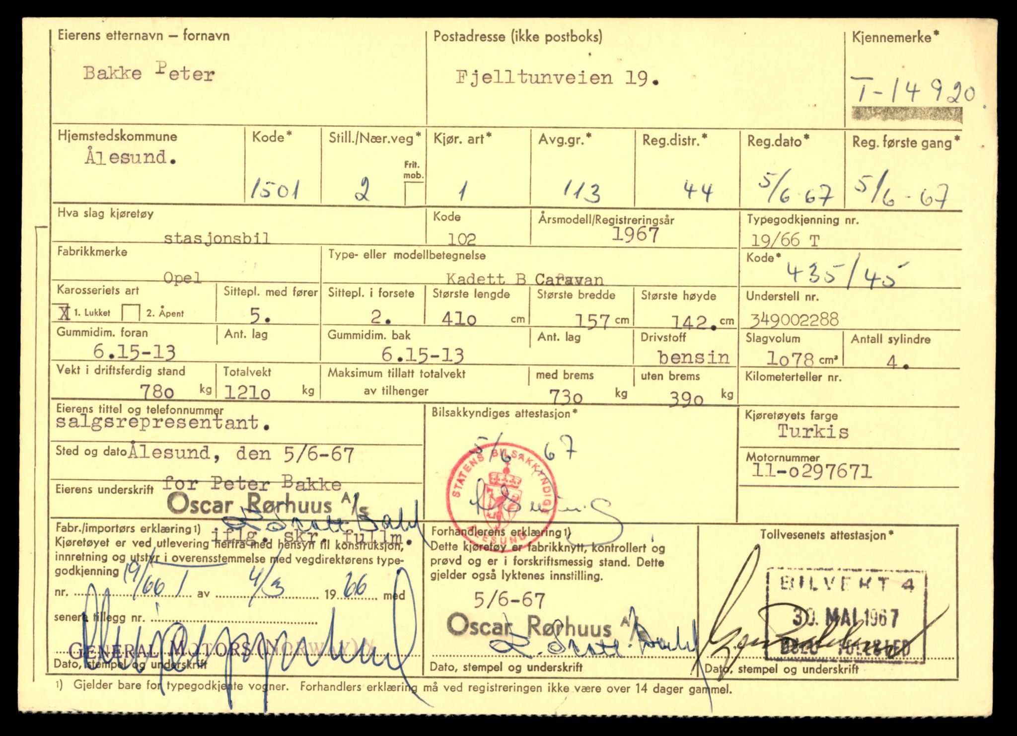Møre og Romsdal vegkontor - Ålesund trafikkstasjon, AV/SAT-A-4099/F/Fe/L0049: Registreringskort for kjøretøy T 14864 - T 18613, 1927-1998, s. 1287