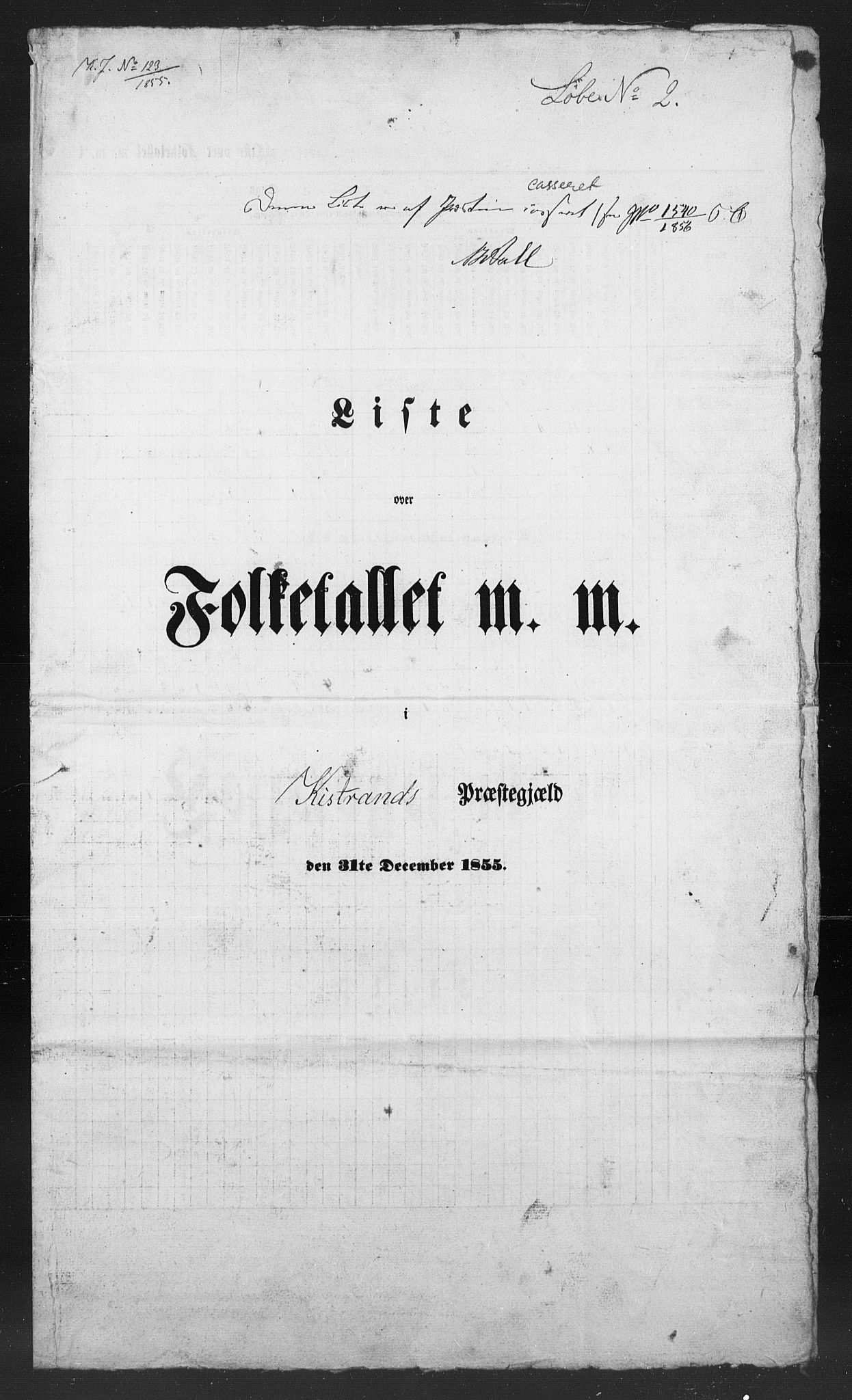 , Folketelling 1855 for 2020P Kistrand prestegjeld, 1855, s. 12