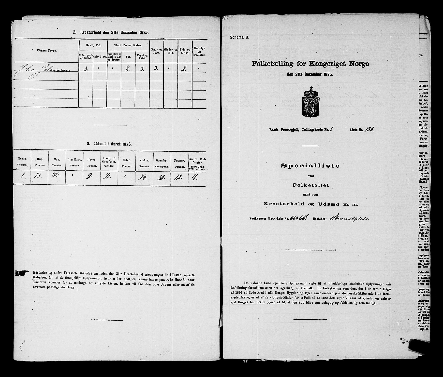 RA, Folketelling 1875 for 0135P Råde prestegjeld, 1875, s. 330