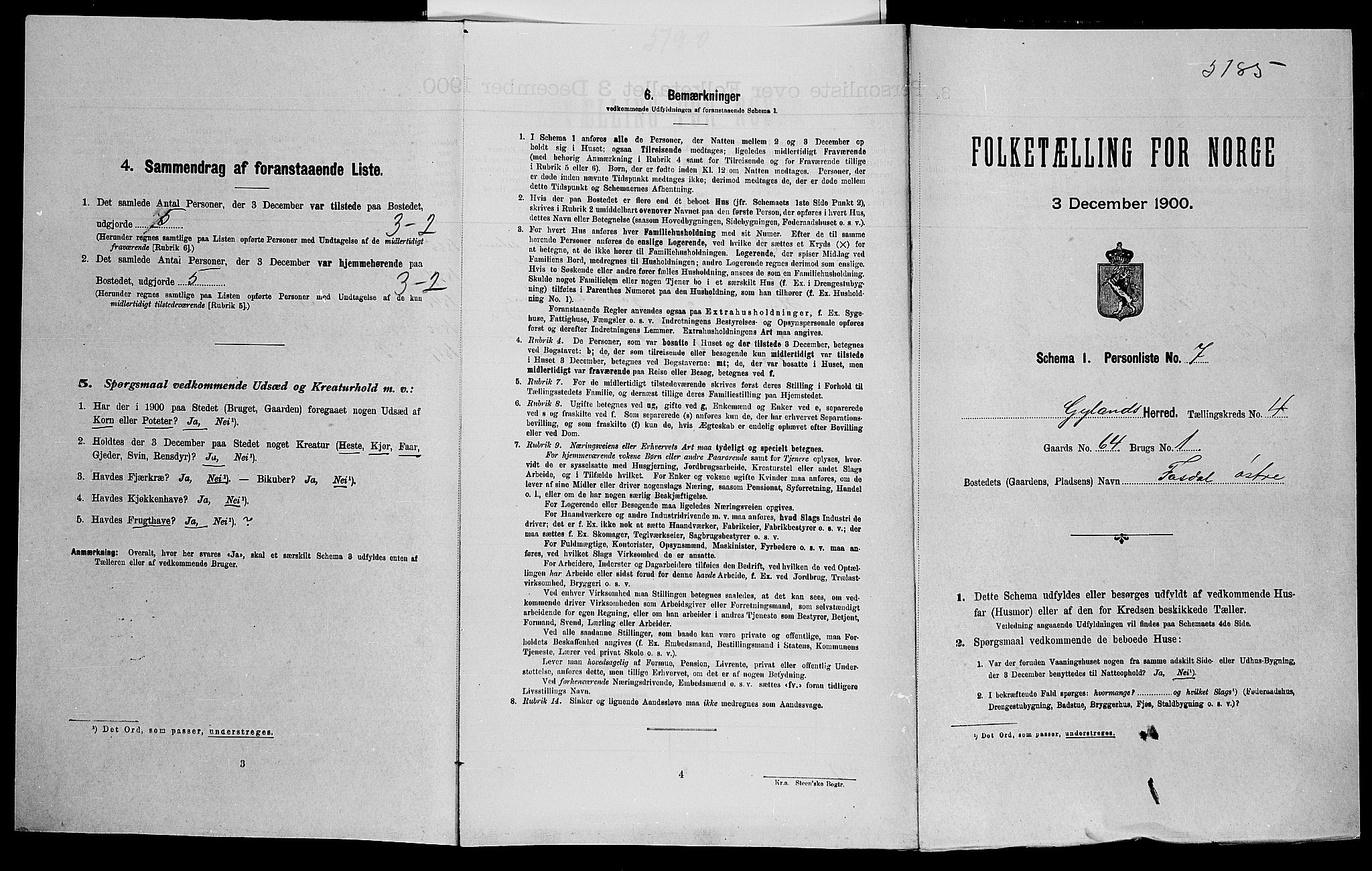 SAK, Folketelling 1900 for 1044 Gyland herred, 1900, s. 159