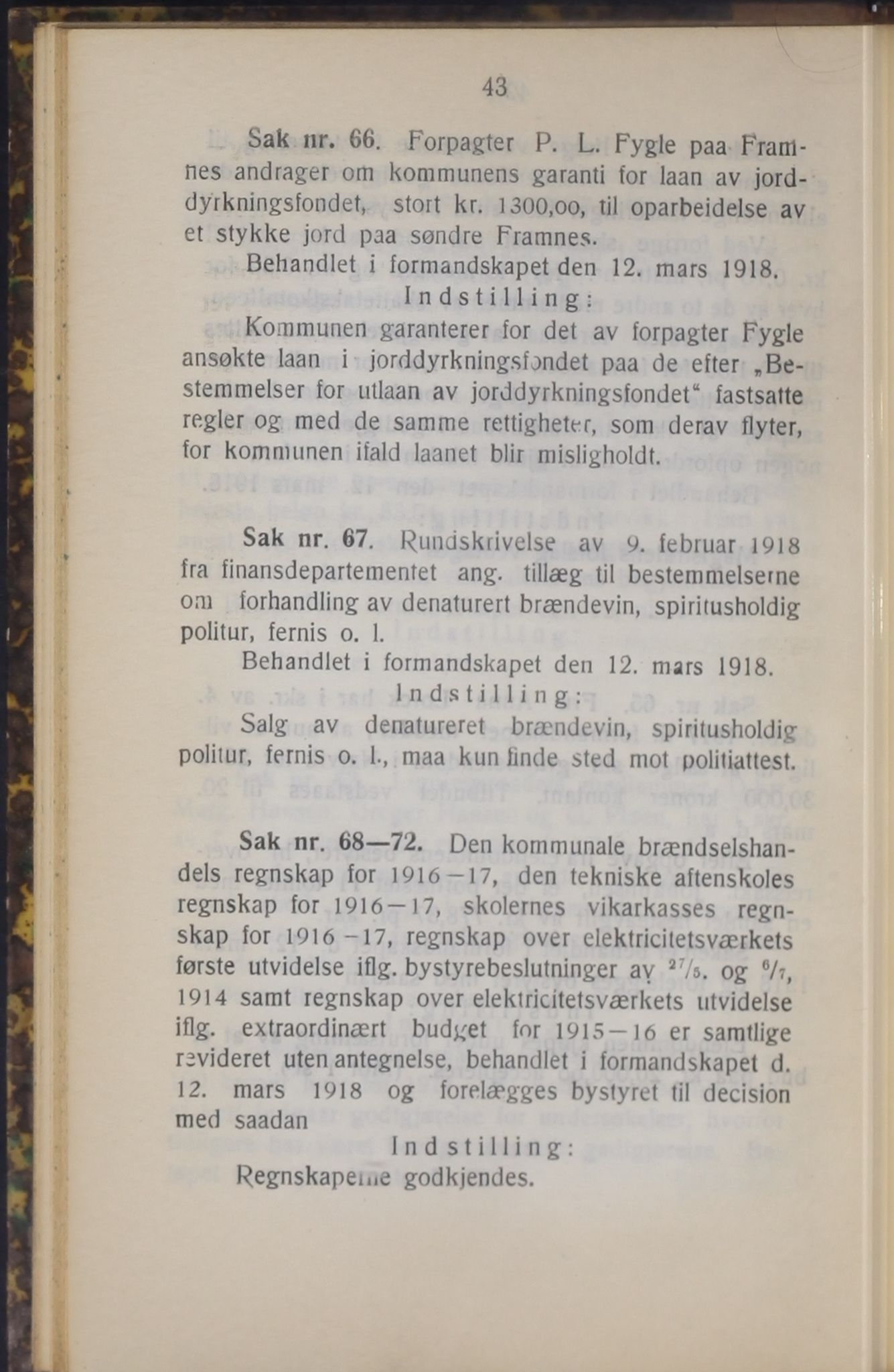 Narvik kommune. Formannskap , AIN/K-18050.150/A/Ab/L0008: Møtebok, 1918