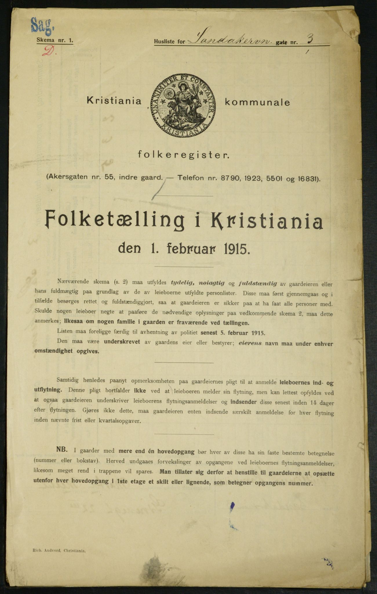 OBA, Kommunal folketelling 1.2.1915 for Kristiania, 1915, s. 86310