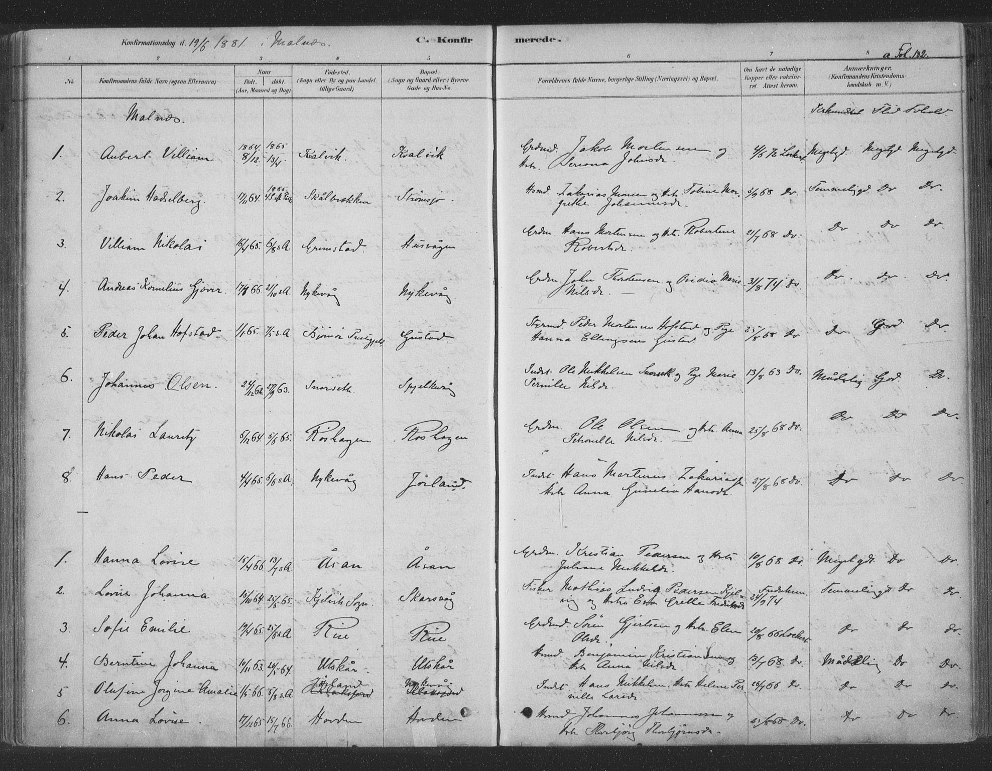 Ministerialprotokoller, klokkerbøker og fødselsregistre - Nordland, AV/SAT-A-1459/891/L1302: Ministerialbok nr. 891A07, 1878-1895, s. 182