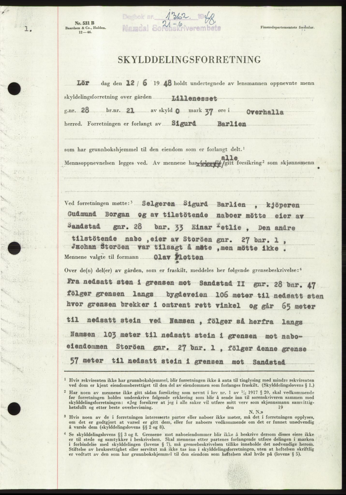 Namdal sorenskriveri, SAT/A-4133/1/2/2C: Pantebok nr. -, 1948-1948, Dagboknr: 1362/1948