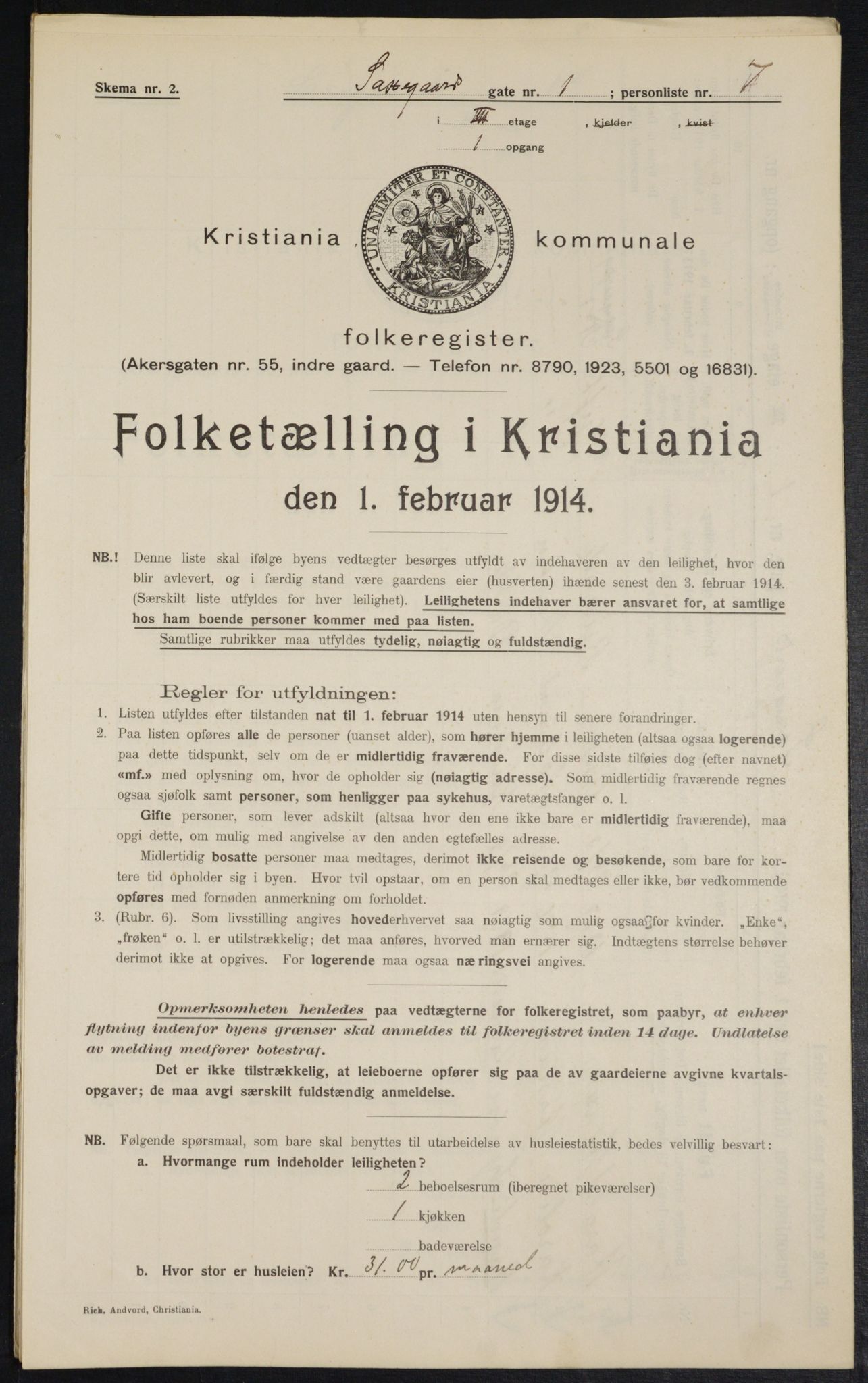 OBA, Kommunal folketelling 1.2.1914 for Kristiania, 1914, s. 89116