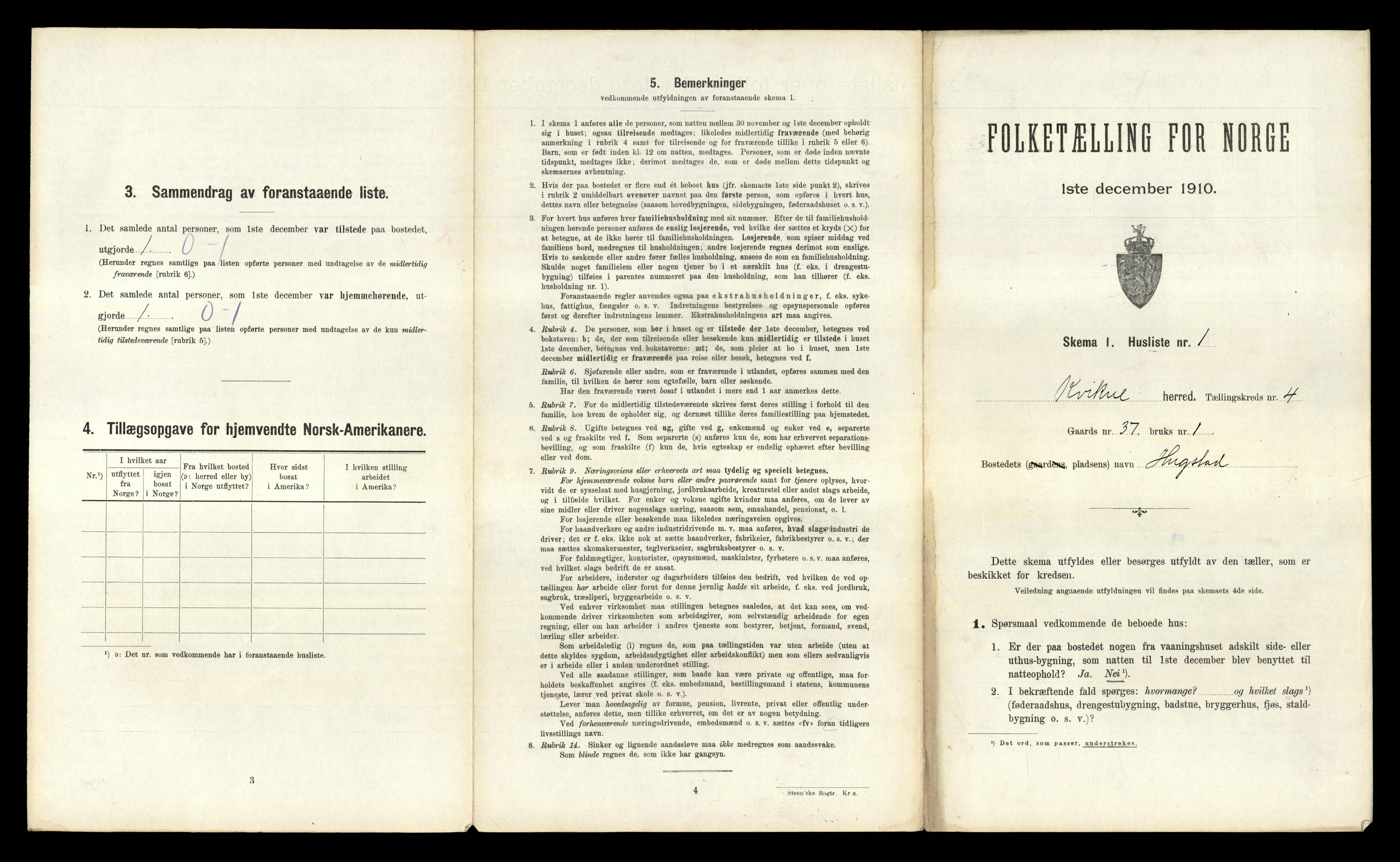 RA, Folketelling 1910 for 0440 Kvikne herred, 1910, s. 265