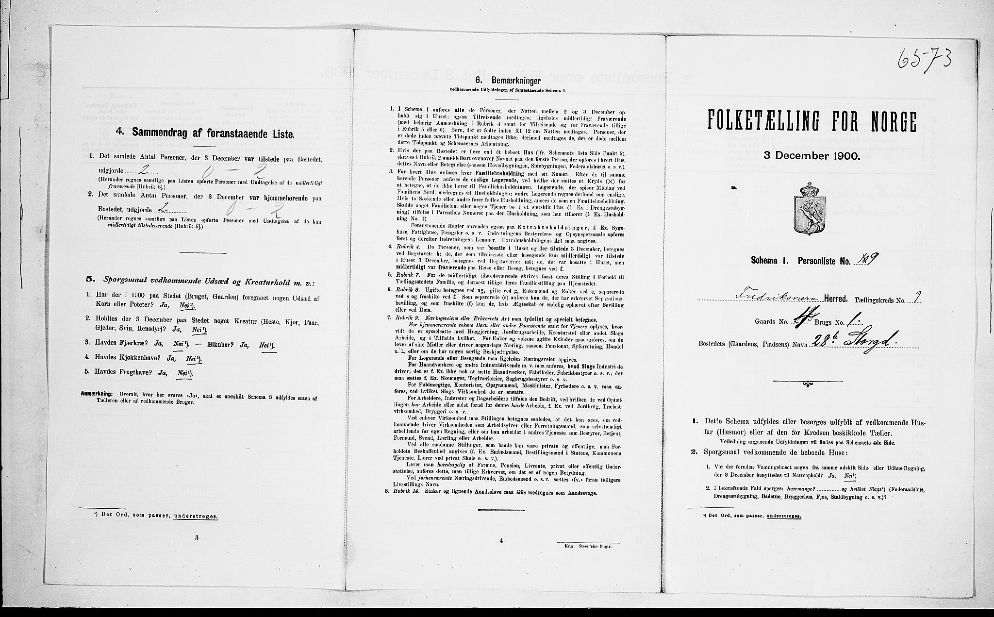 RA, Folketelling 1900 for 0798 Fredriksvern herred, 1900, s. 327