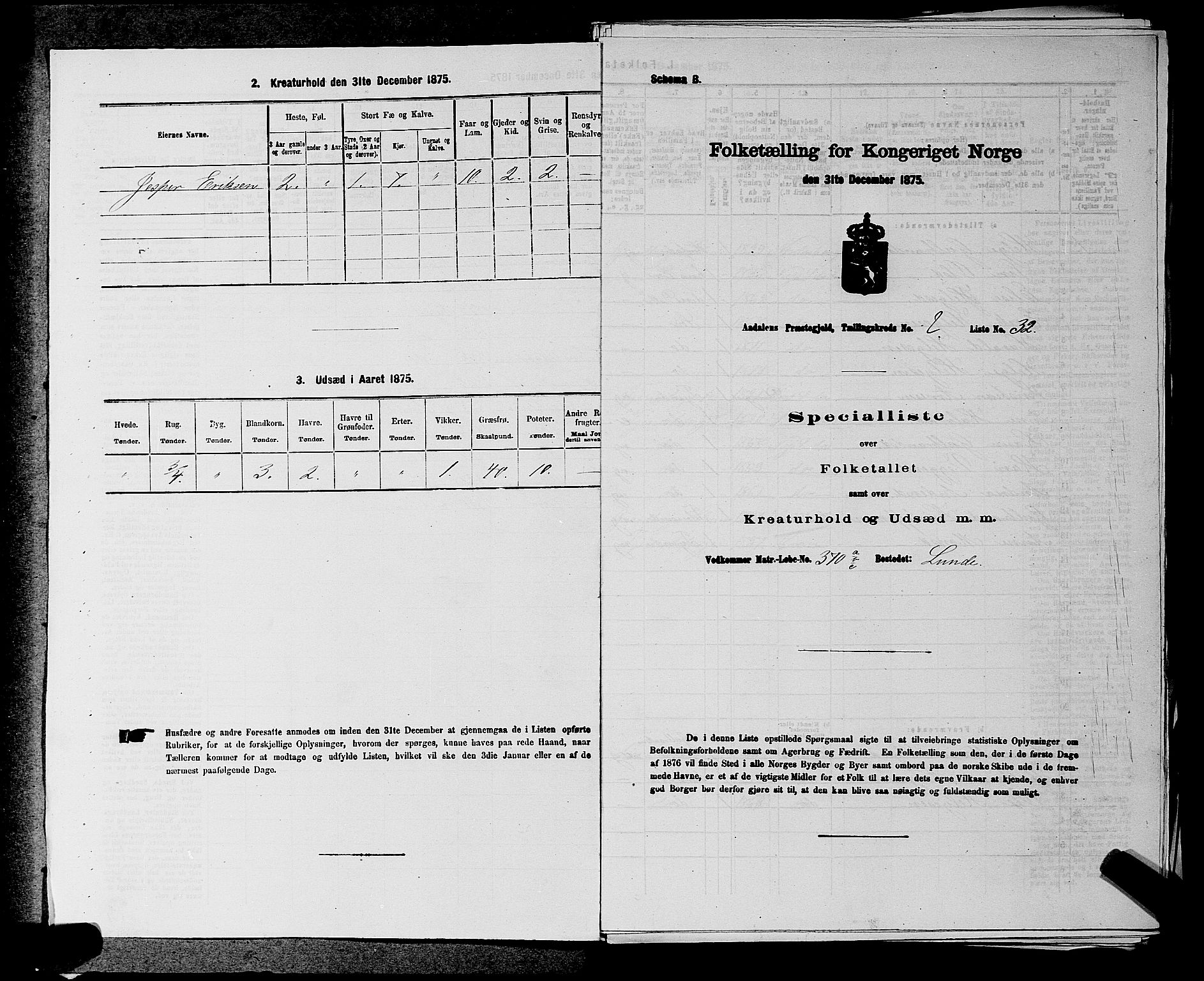 SAKO, Folketelling 1875 for 0614P Ådal prestegjeld, 1875, s. 286