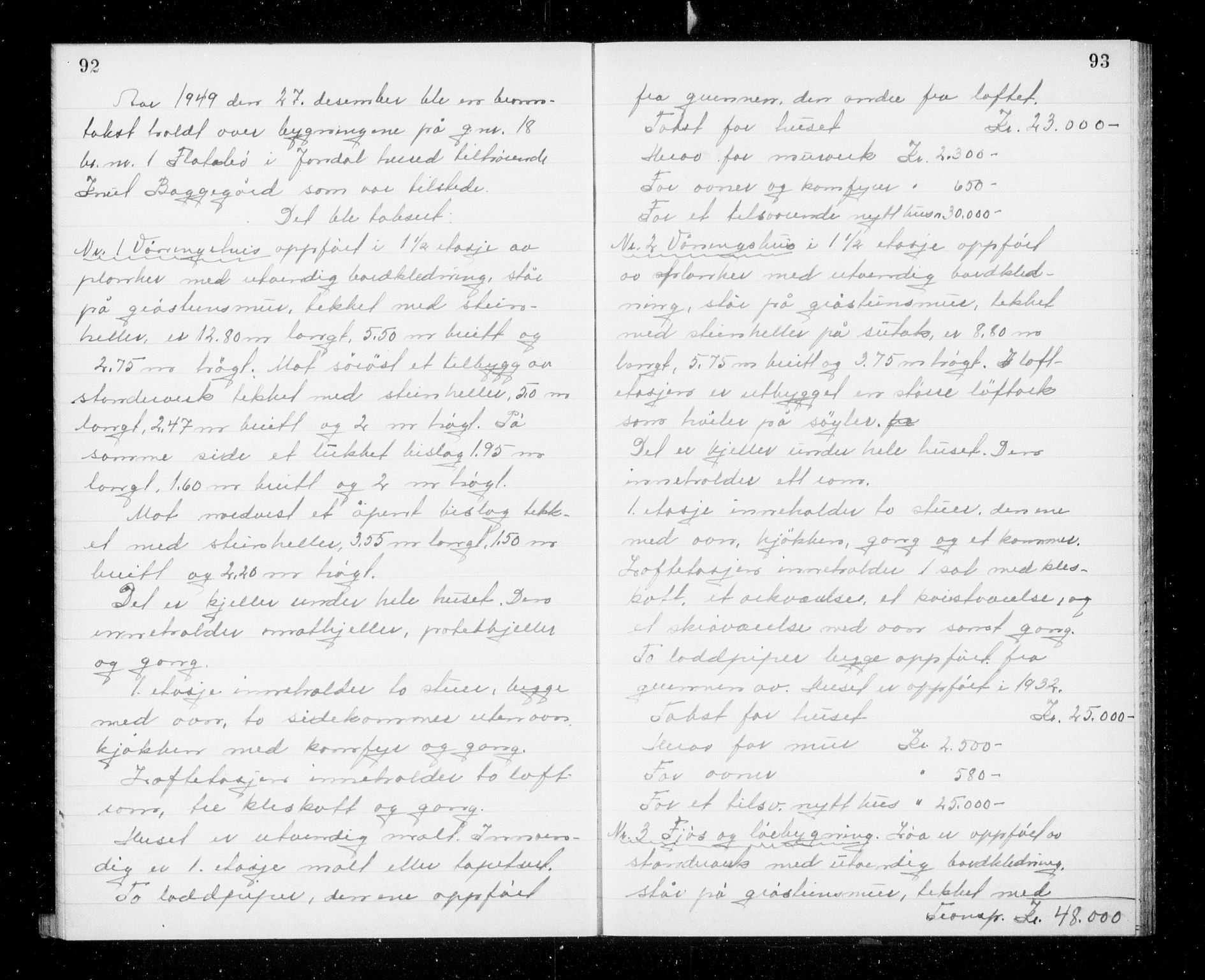 Lensmannen i Jondal, AV/SAB-A-33101/0012/L0003: Branntakstprotokoll, 1948-1951, s. 92-93
