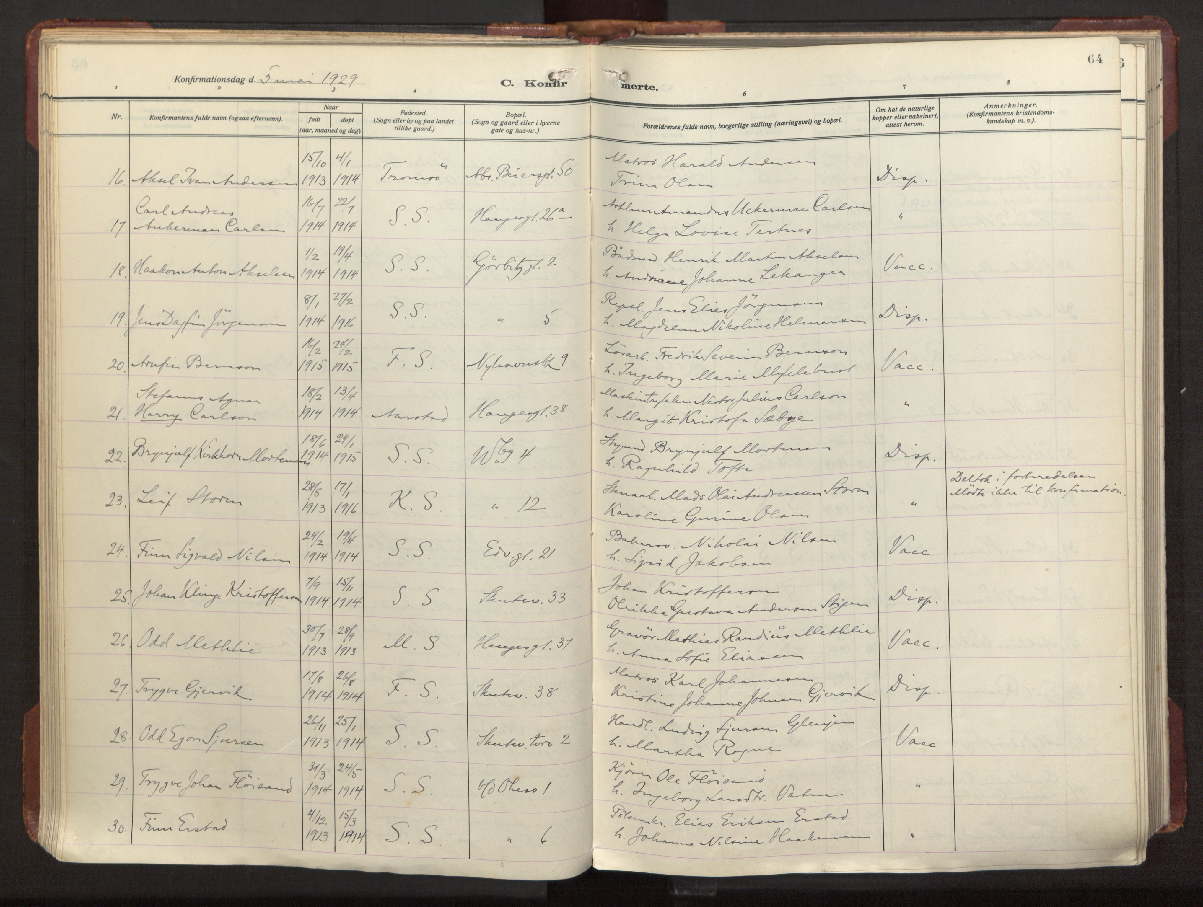Sandviken Sokneprestembete, AV/SAB-A-77601/H/Ha/L0013: Ministerialbok nr. C 4, 1926-1943, s. 64