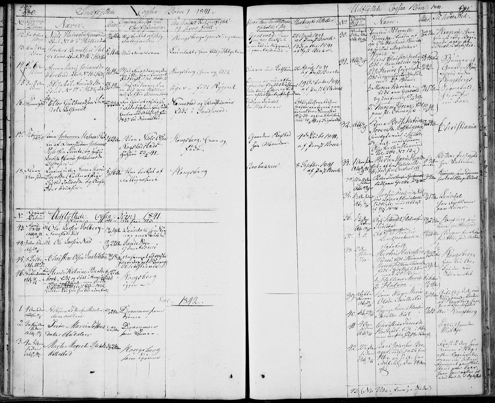 Sandsvær kirkebøker, AV/SAKO-A-244/F/Fa/L0005: Ministerialbok nr. I 5, 1840-1856, s. 580-581