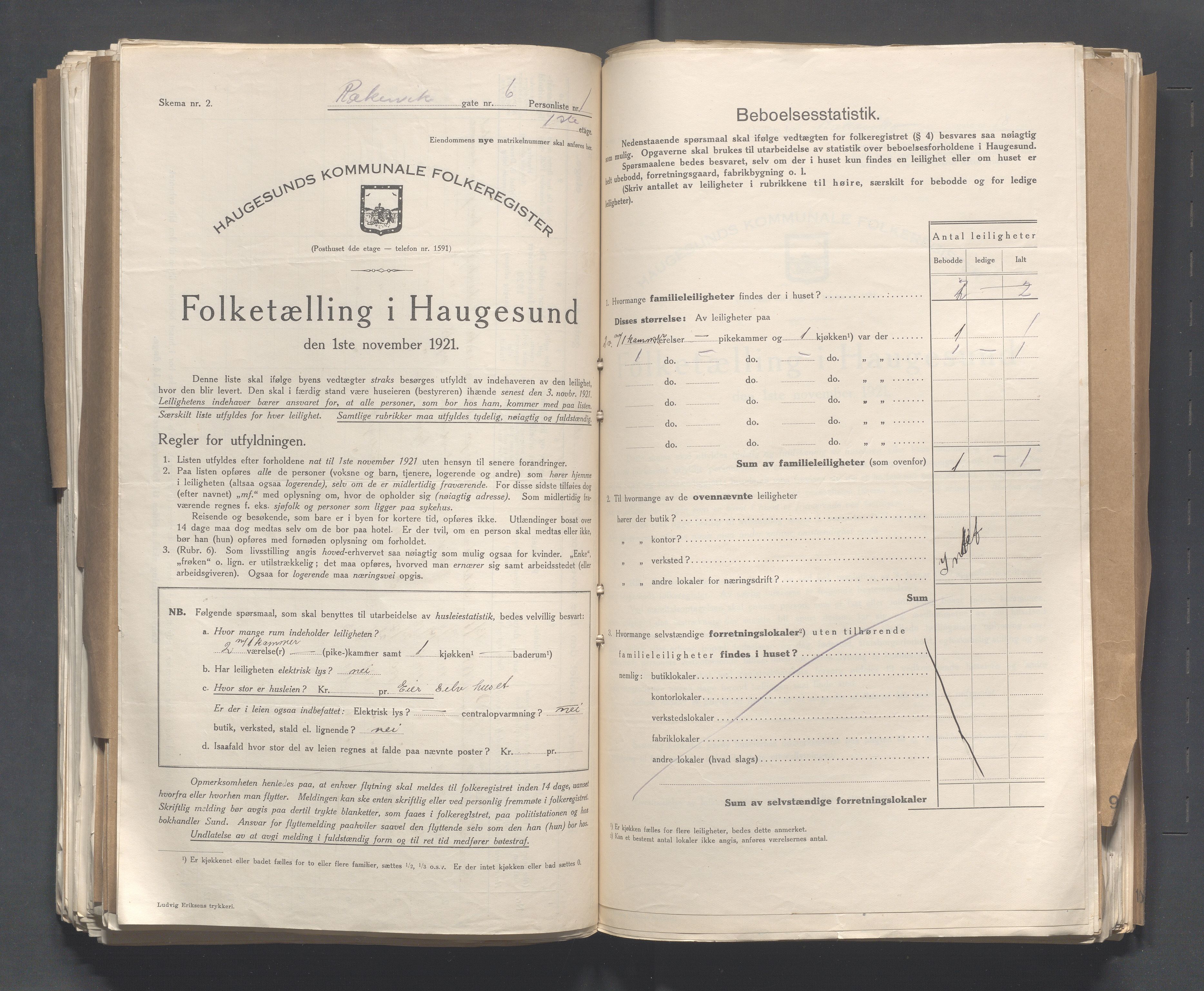 IKAR, Kommunal folketelling 1.11.1921 for Haugesund, 1921, s. 3435